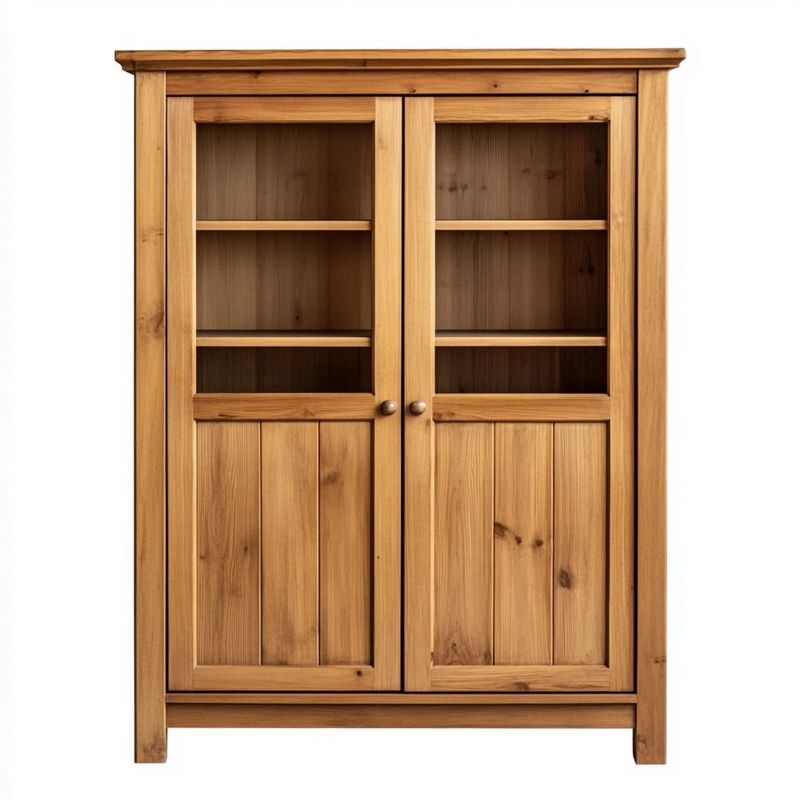 Armario de Madera Natural para Sala 90x120 cm Almacenamiento Gabinete
