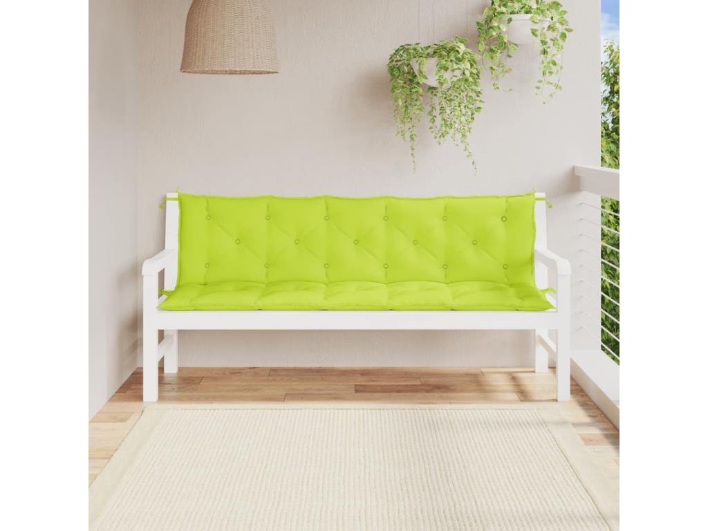 Cojines de banco de jardín 2 unidades verde brillante 180x50x7 cm