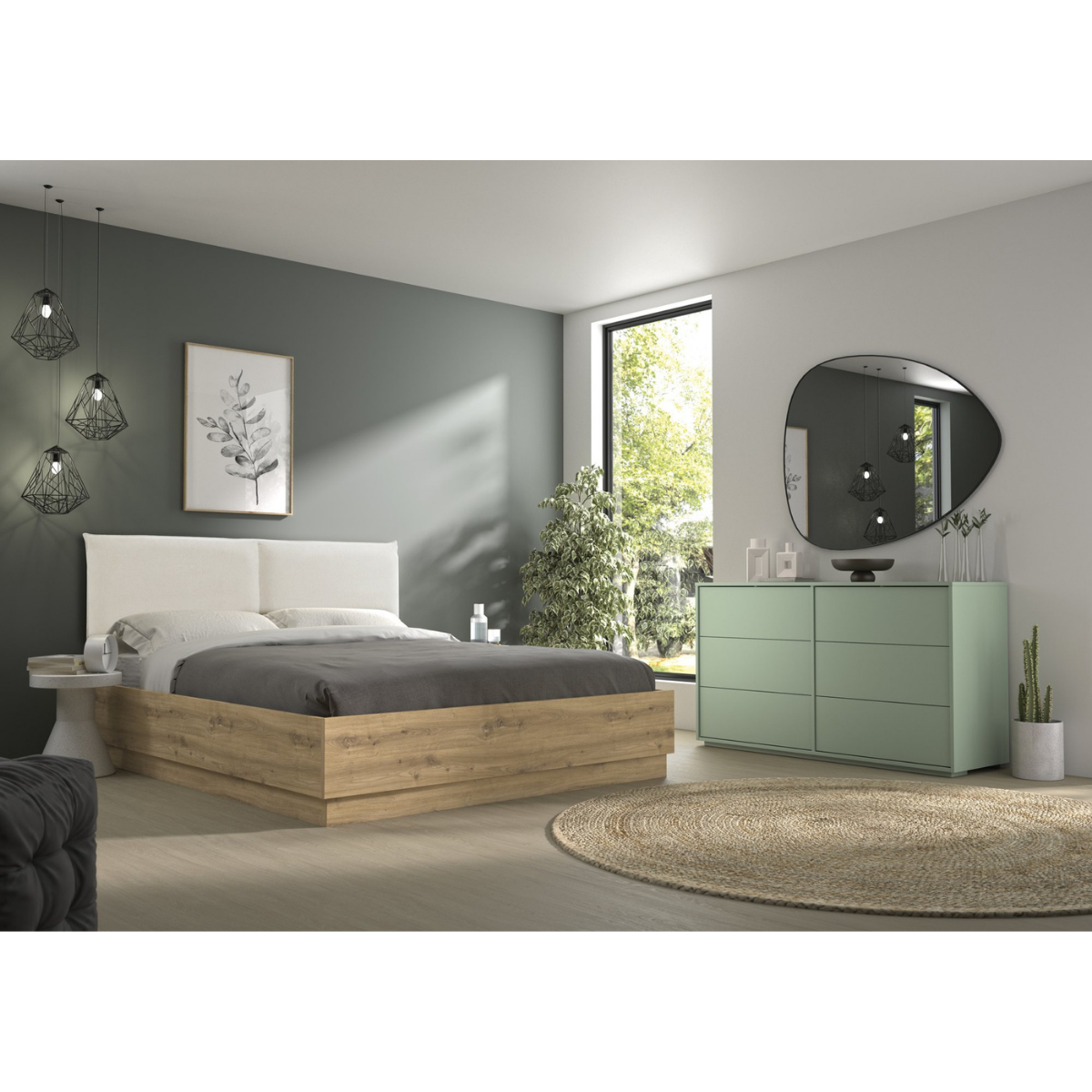 Calicosy - TIDY Opbergbed met hoofdbord - H101 cm - Licht hout