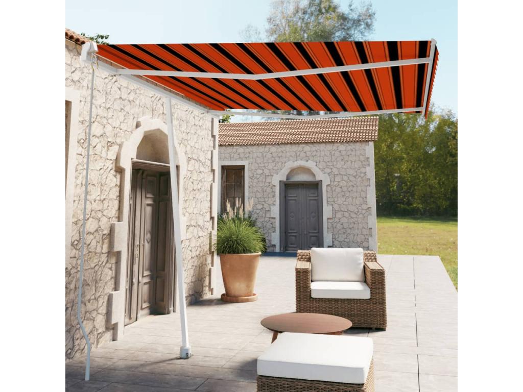 Toldo retráctil a pie 300x250 Etarron naranja