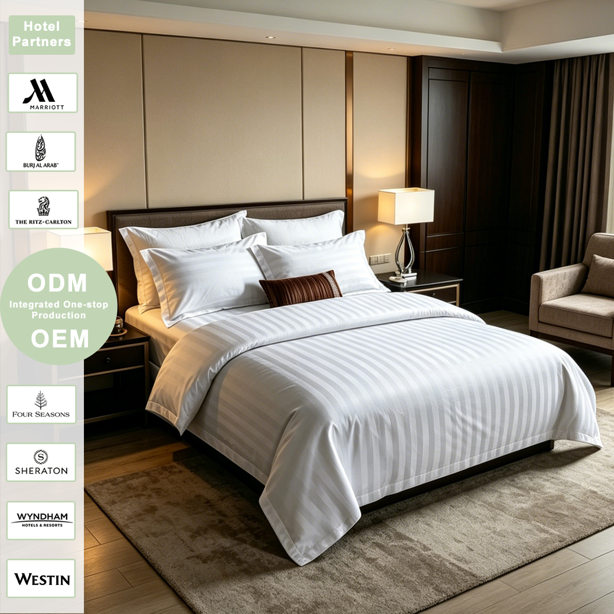 5 Star Hotel Luxury Bedding Set 100% Cotton High GSM Jacquard Solid Color for Hotel Motel