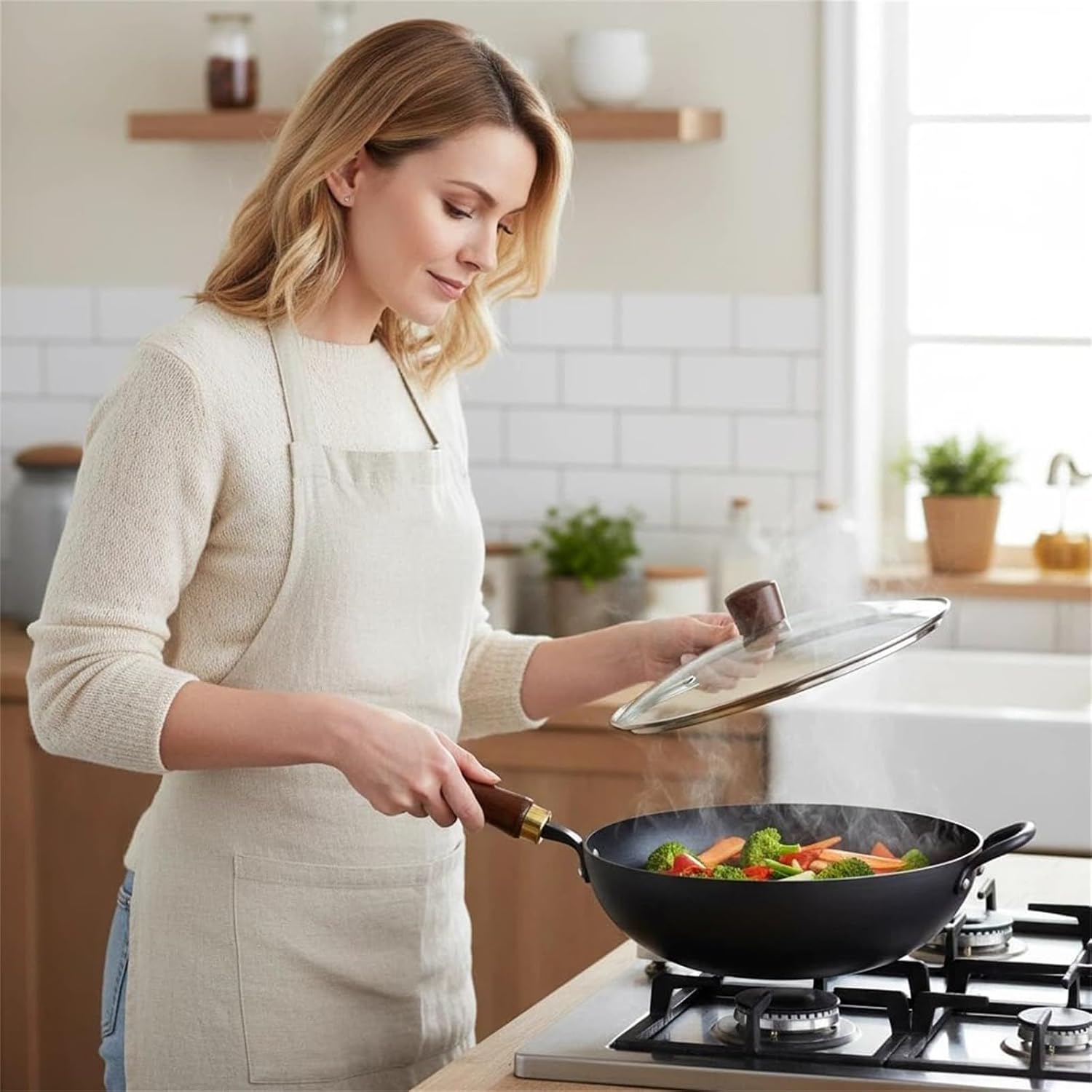 2026 New Japanese Cast Iron Wok Pan,9.45 In Hand Hammered Japanese Cast Iron Pot,Uncoated Healthy Cooking Pot With Lid,Uncoated Healthy Pot For Induction, Gas & Electric Stoves (Pot)