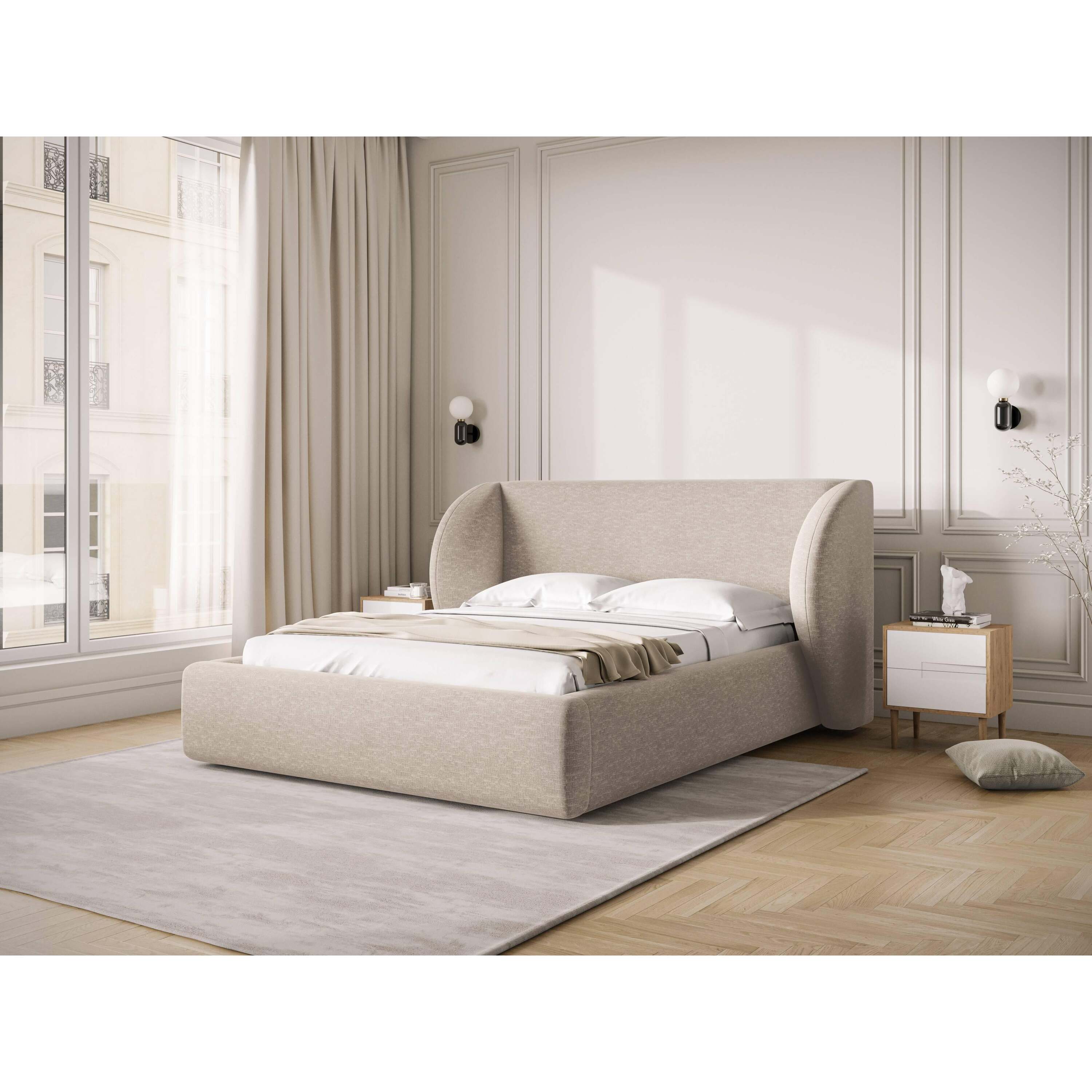 Micadoni Bedframe Miley met Opbergruimte - 200 x 200 cm - Chenille - B
