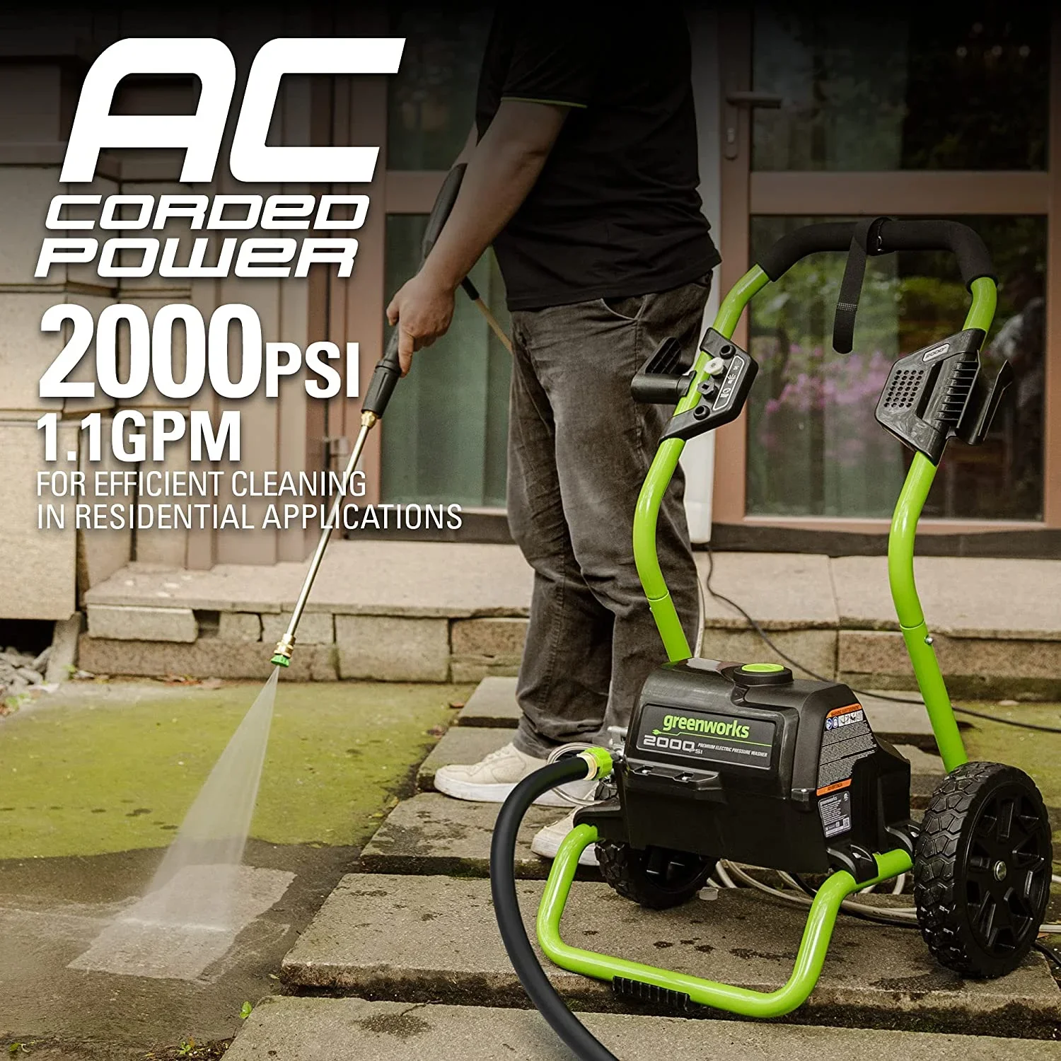 Greenworks 2000 PS at I 1.1 GPM Cold Water Electric Pressure Washer 5111802