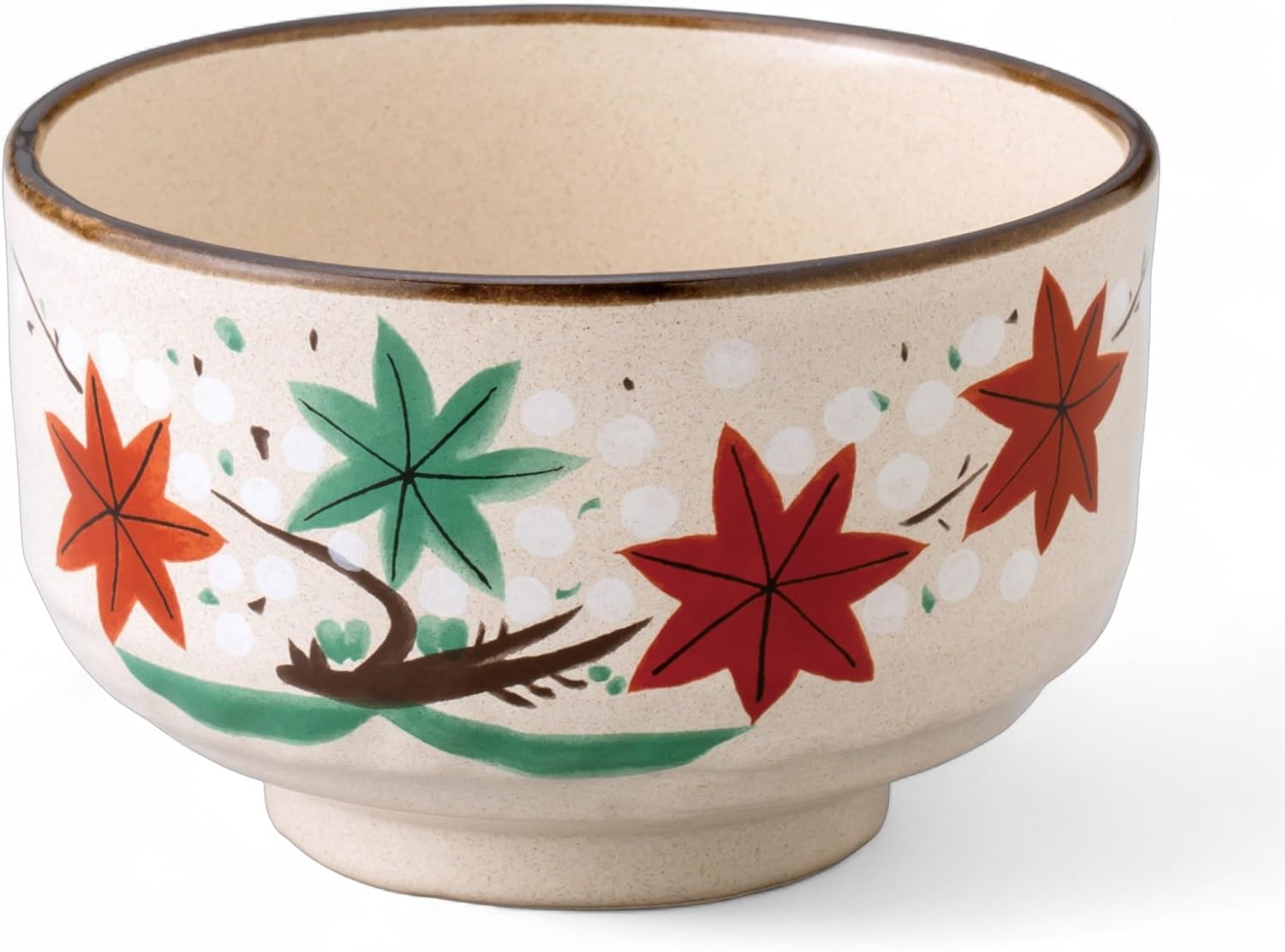 Ceramic Matcha Tea Bowl Authentic Japanese Tea Ceremony Pottery, Mino Ware Made in Japan, Momiji Leaf