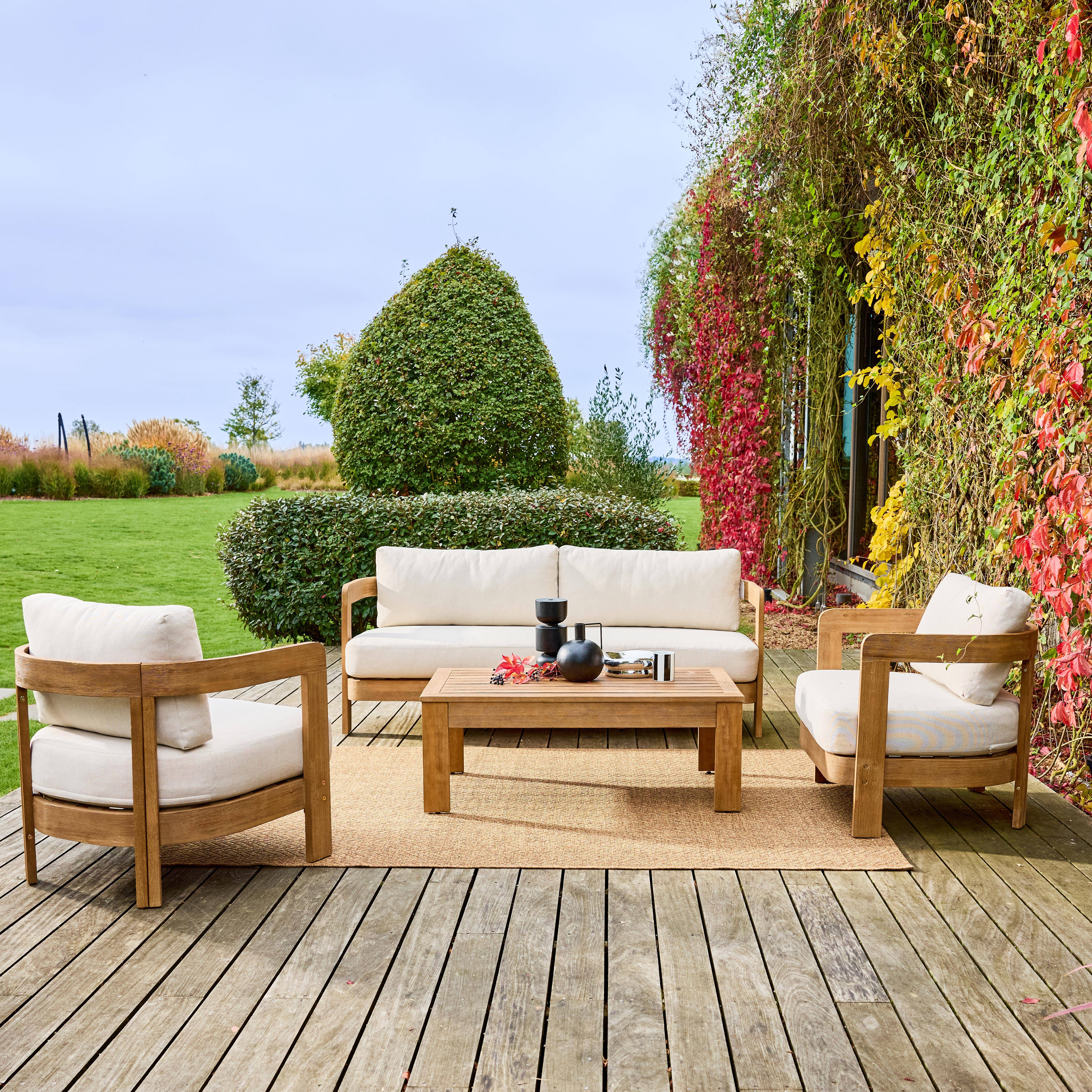 Miyana - Conjunto de muebles de jardín de madera de acacia, 4 plazas