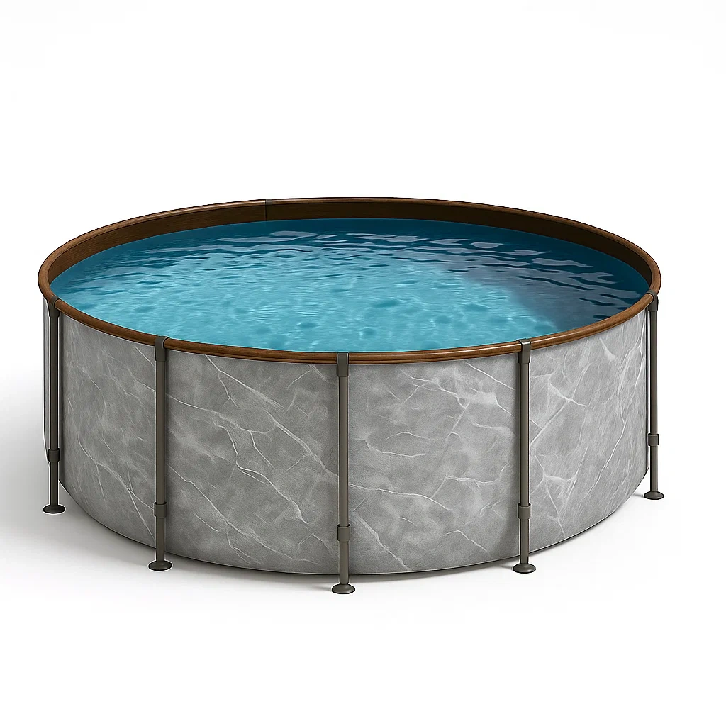 Piscina tubular redonda, diámetro 448x105 cm, incluye filtro y escalera IfRuFMb301bz