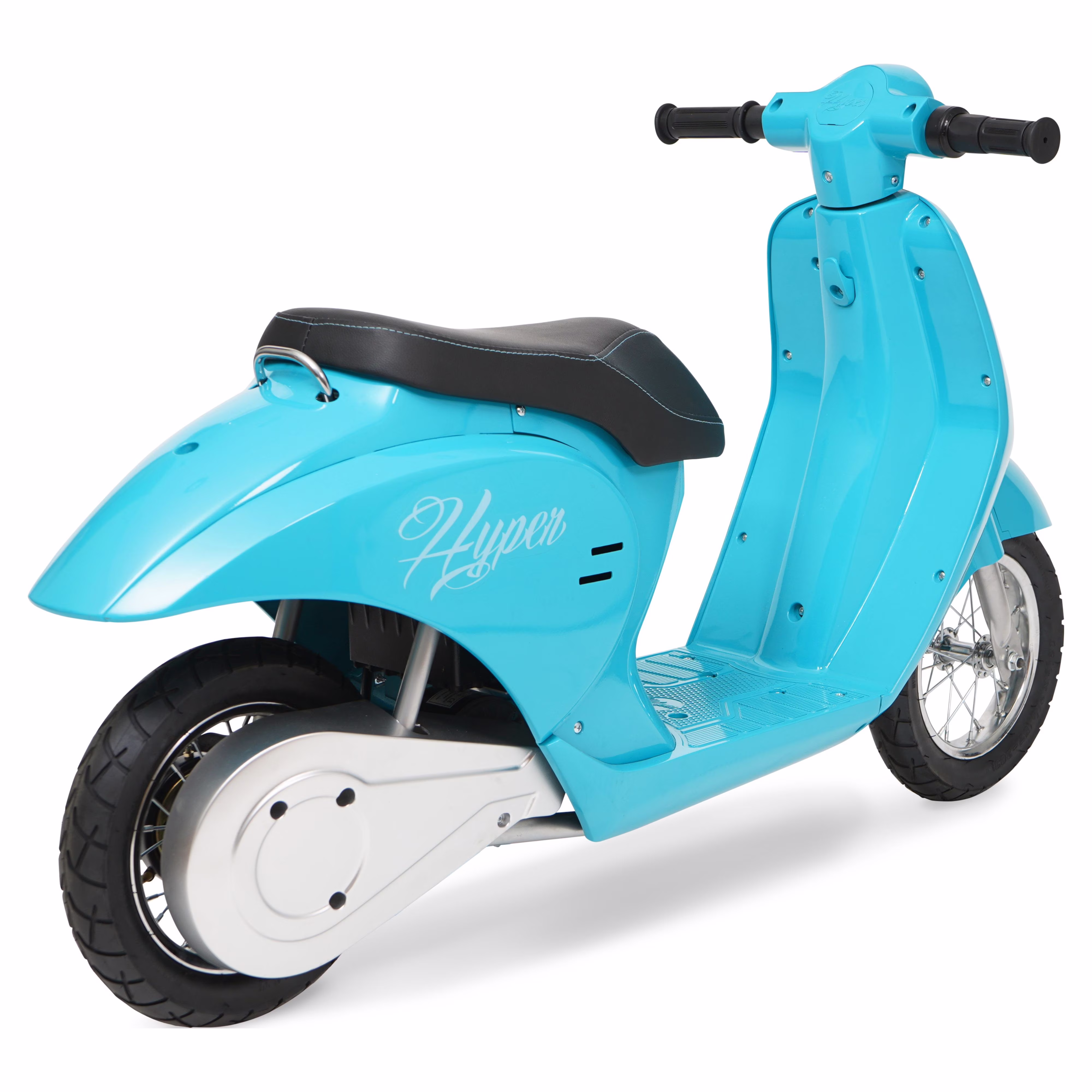 24V Hyper Toys Retro Electric Scooter, Easy Twist Throttle, Blue, Ages 13+, Including Teens, Tweens(Pink)