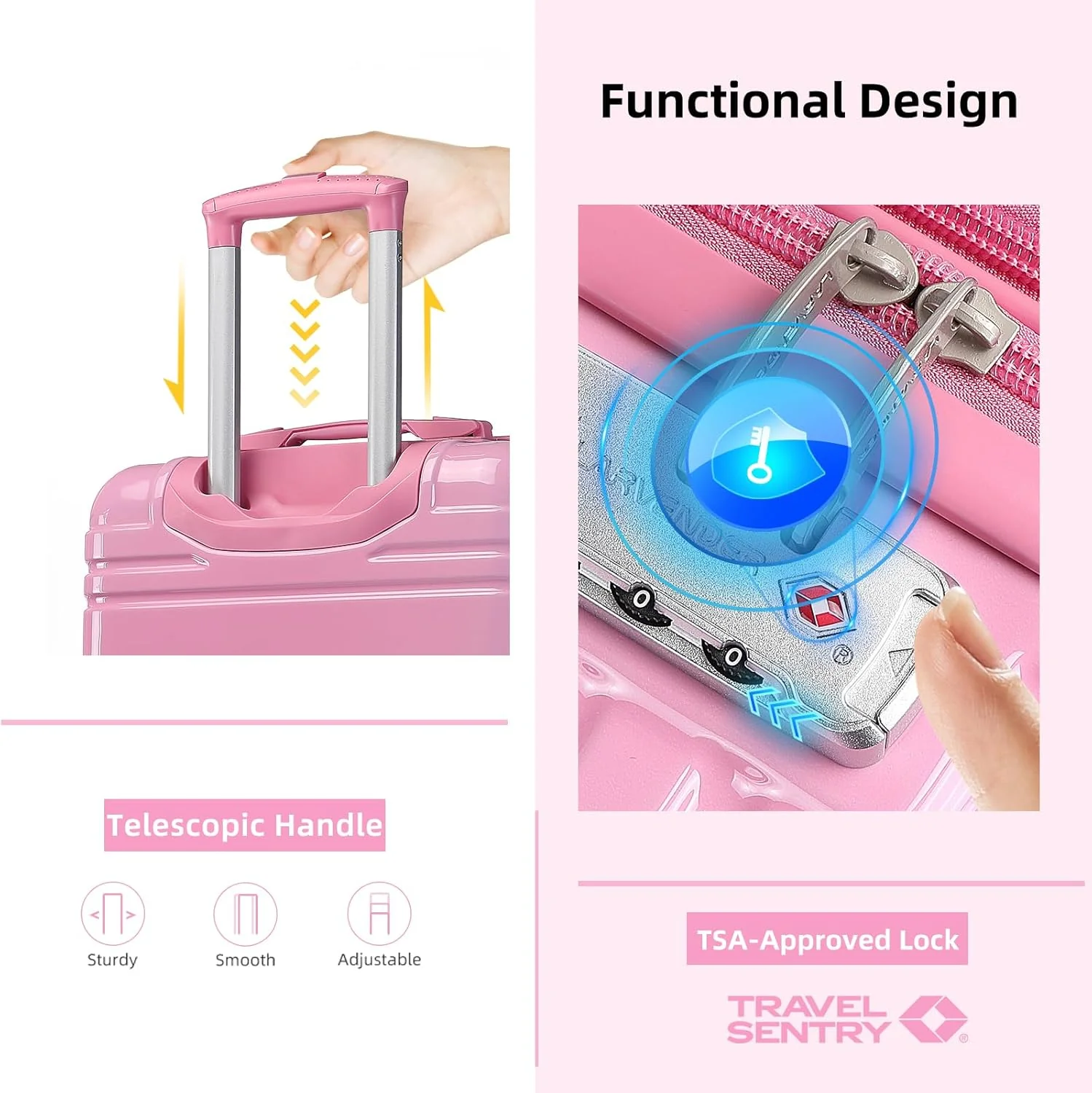 6-piece luggage set, expandable hardshell suitcase set with spinner wheels, lightweight rolling luggage set