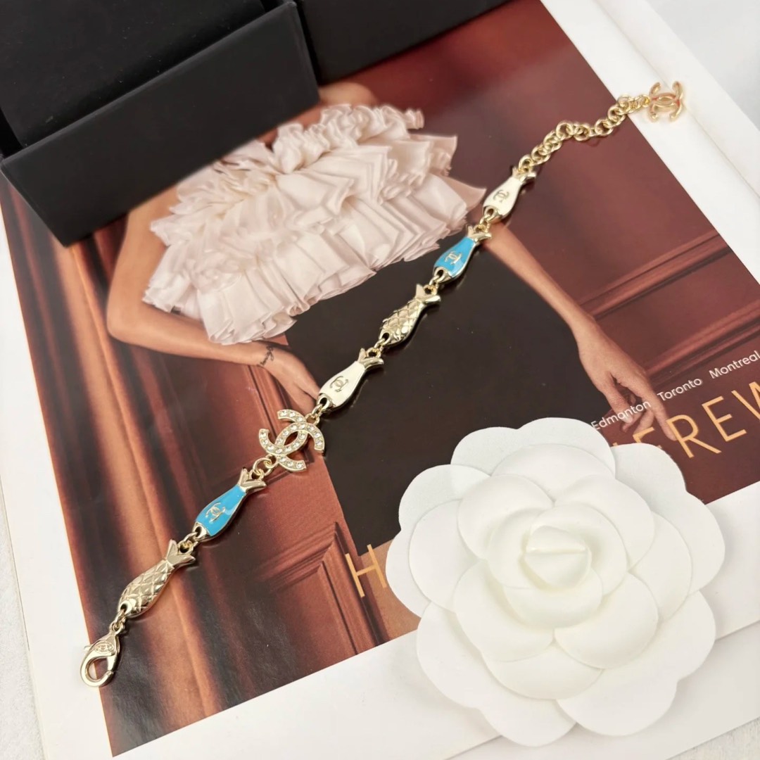 Chanel Color-Blocked White Blue Fish Bracelet - Original Replica Club