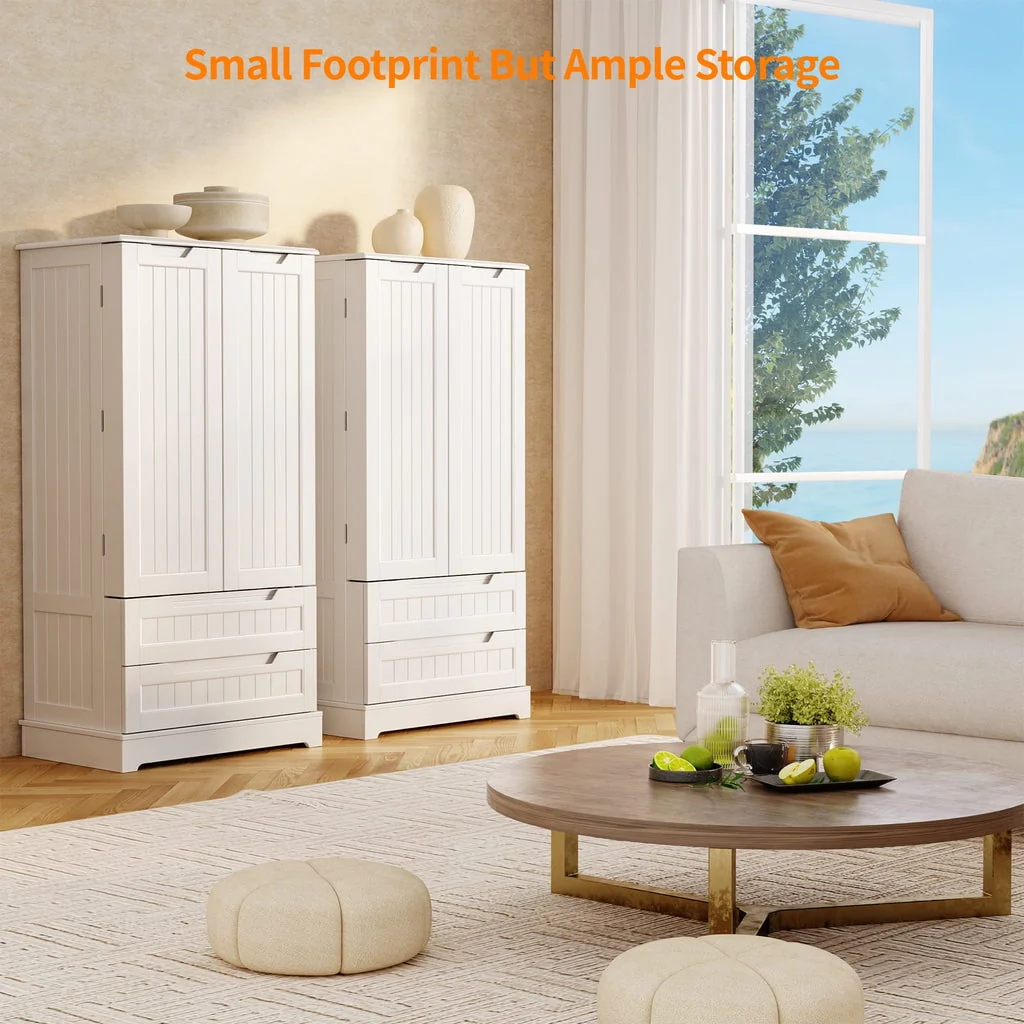 Aiho 47" Kitchen Pantry Storage Cabinet for Kitchen Dining Room - White - Image 8