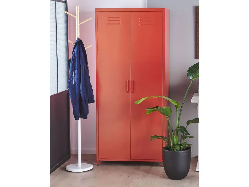 Armario metálico rojo Nidovia, 76x50 cm, diseño industrial xlj181019