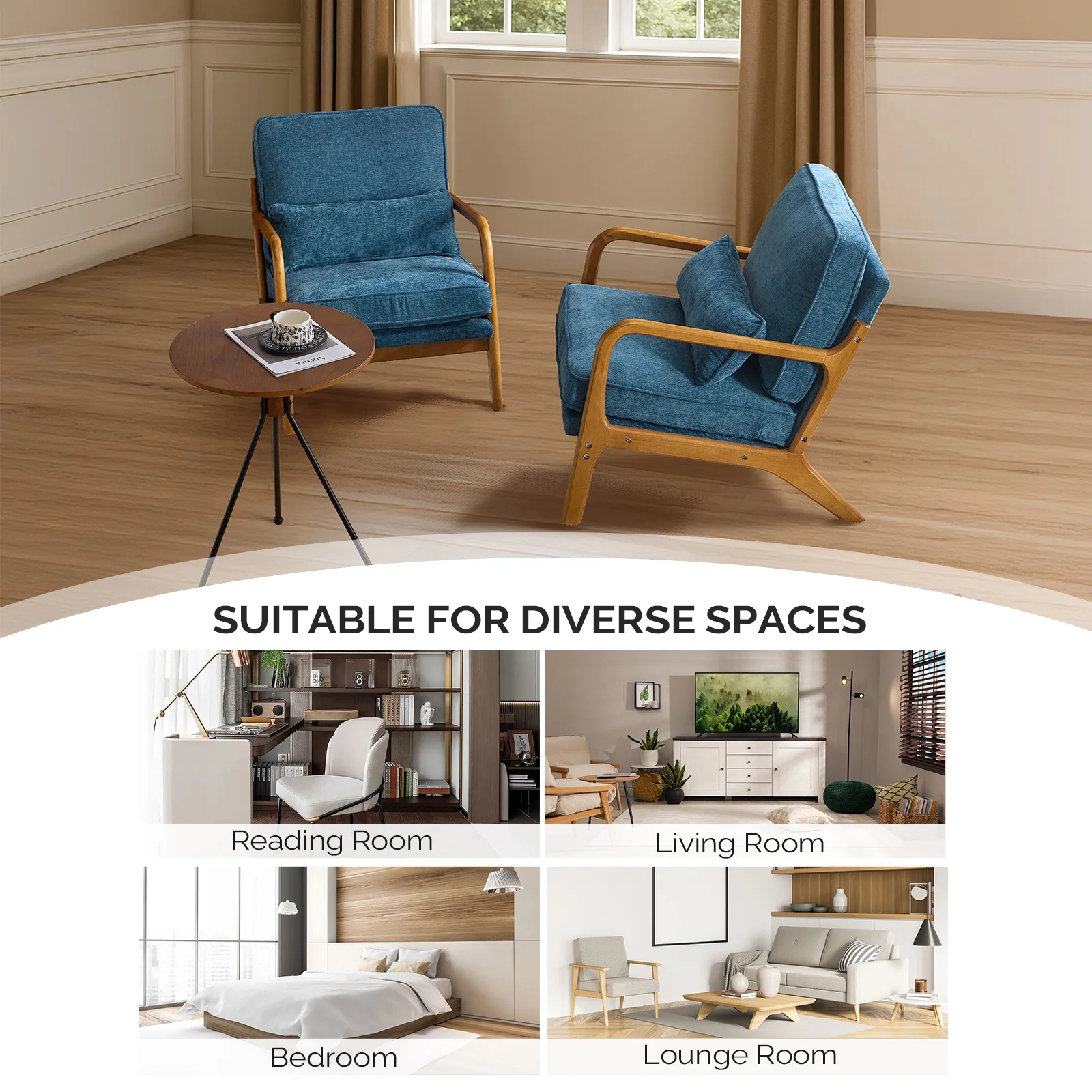 Ktaxon Accent Chair Corduroy Upholstered Armchair, Reading Club Chair with Pillow and Solid Wood Frame for Living Room Bedroom Furniture Off White - Image 94