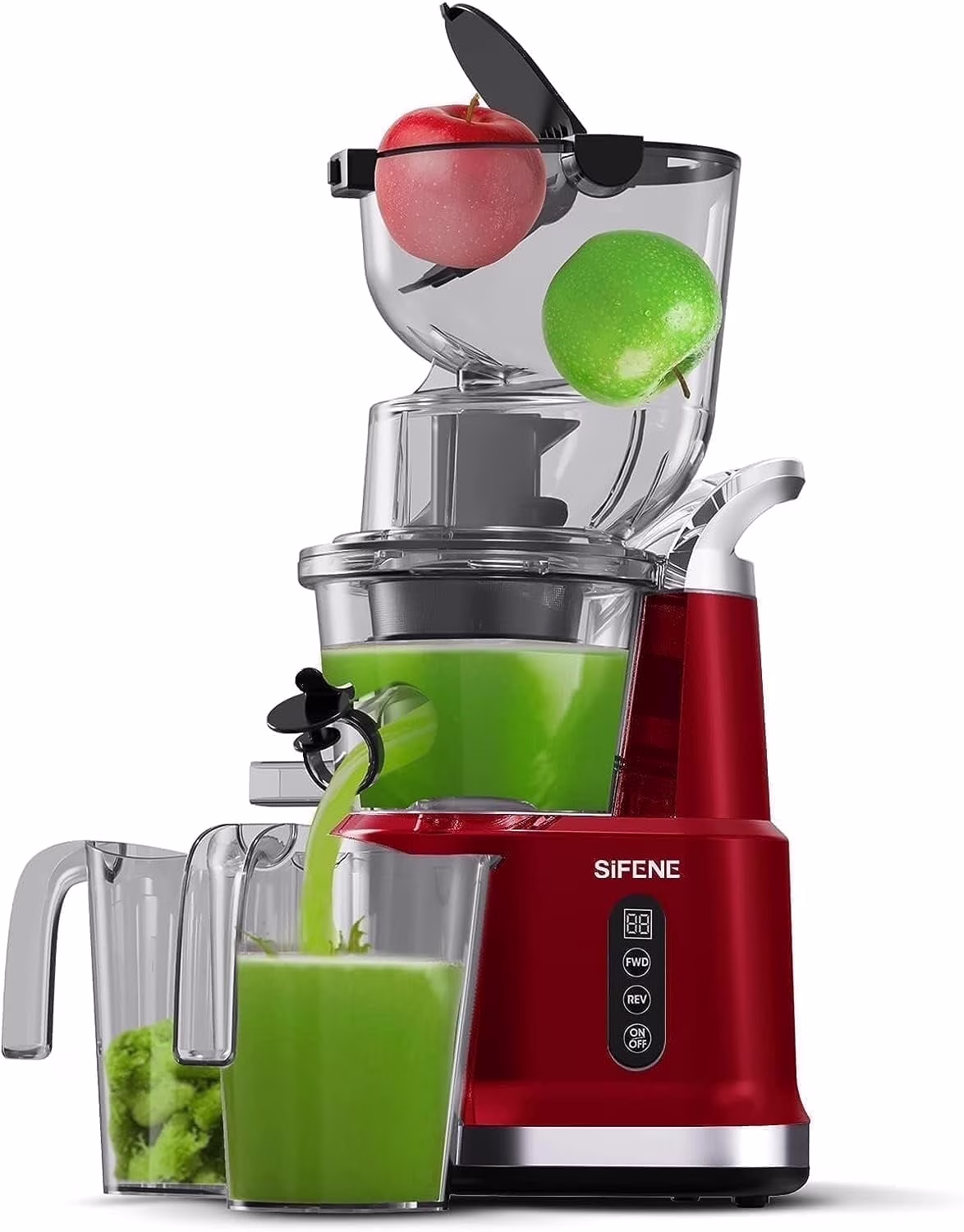 SIFENE 200W Cold Press Juicer Machine for Fruits and Vegetables, Masticating Juice Maker with 83mm Wide Chute, High Yield, Easy Clean, Gray