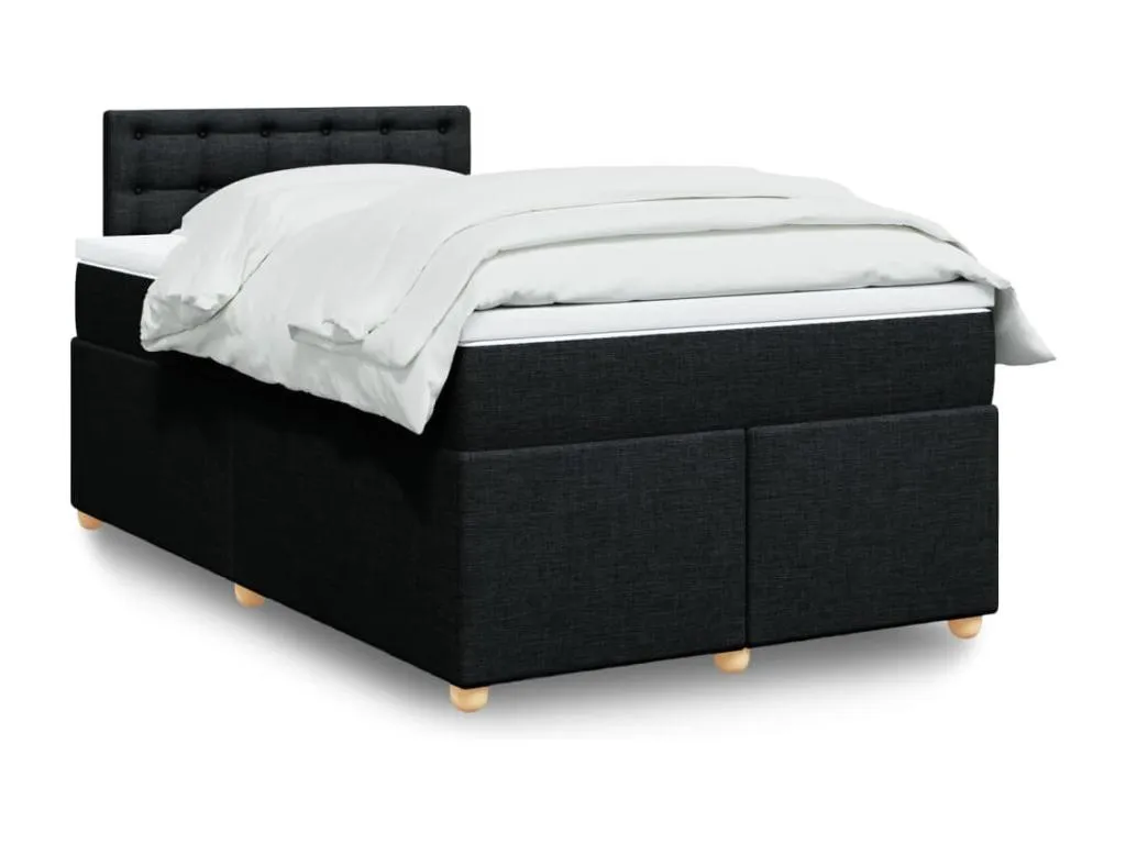 Cama box spring con colchón tela negro 120x190 cm lbn3520819