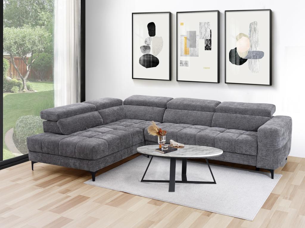 Sofá rinconera izquierda relax eléctrico con asiento deslizante de tela antracita