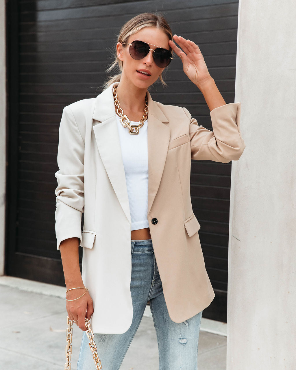 Finer Things In Life Pocketed Colorblock Blazer - Se7enfashion