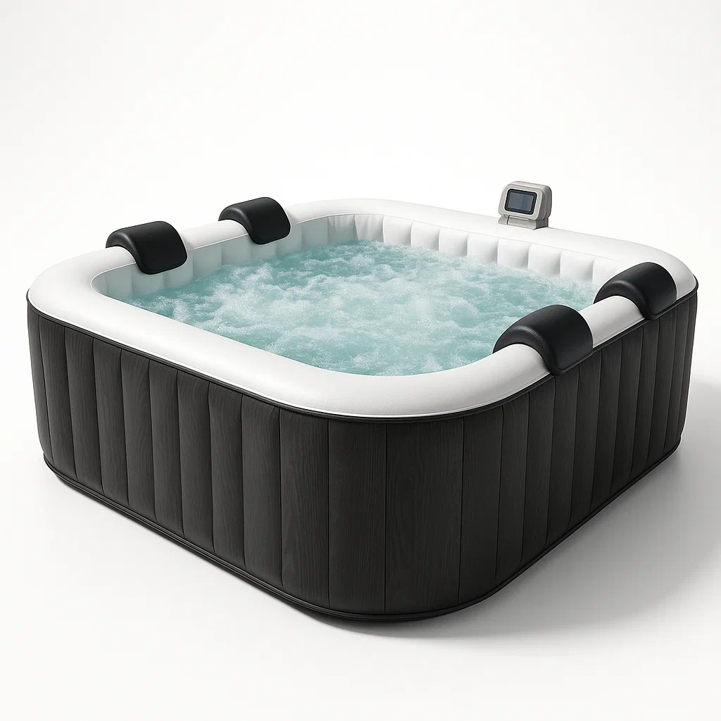 Spas hinchables 196x146x71 cm 4 personas cuadrado Gris/blanco qOBfKuS349Ng