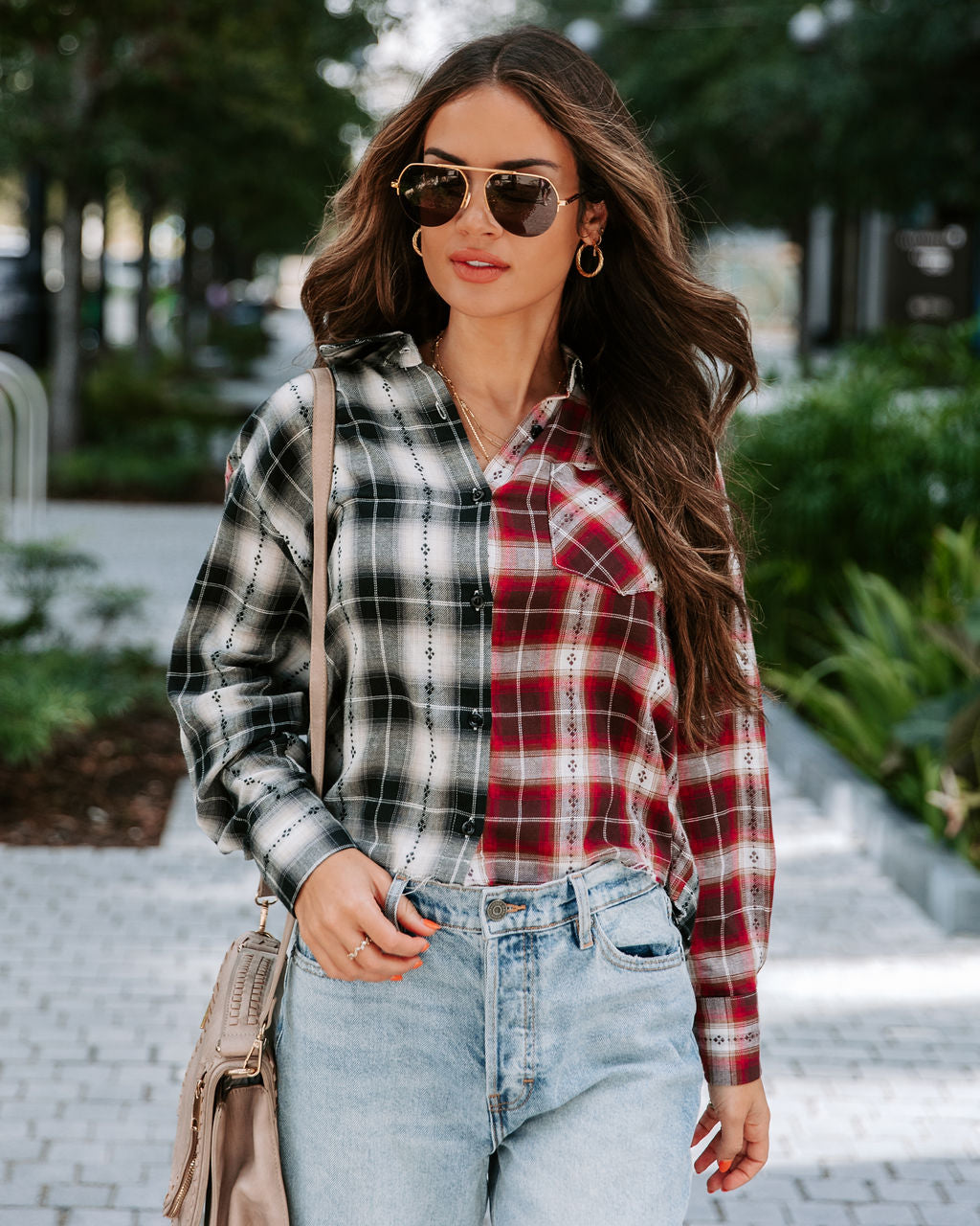 Arizona Plaid Cotton Button Down Top - SALE - Se7enfashion