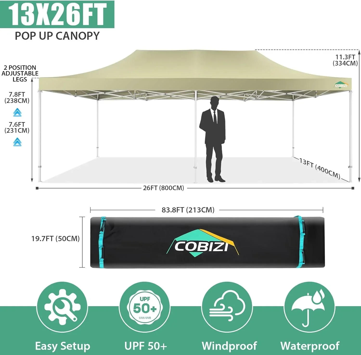 COBIZI 10x20 Heavy Duty Pop up Canopy Tent 6 sidewalls Commercial Canopy Wedding Party Tents