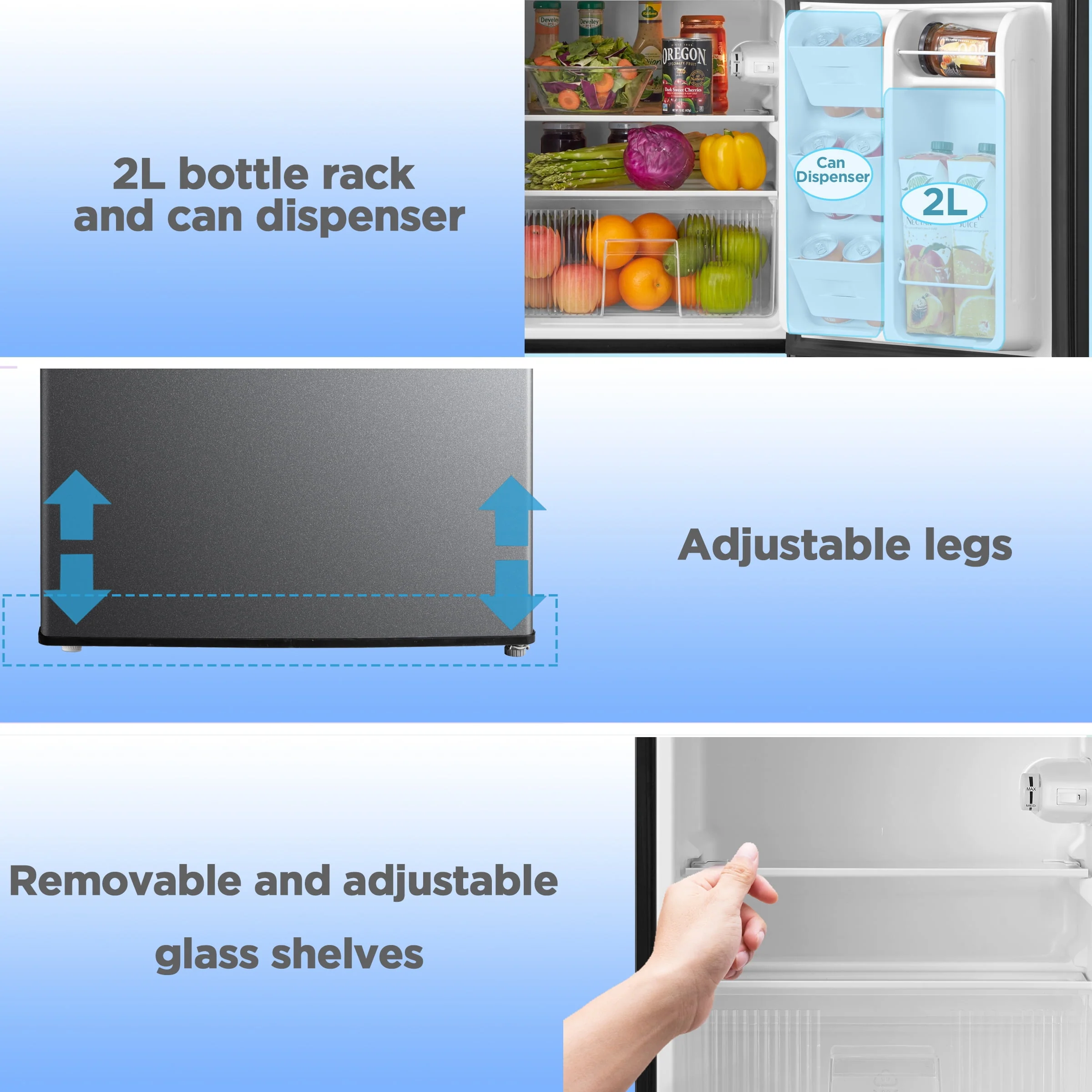 Arctic King 3.2 Cu ft Two Door Mini Fridge with Freezer, Stainless Steel, E-Star, ARM32D5ASL - Image 8