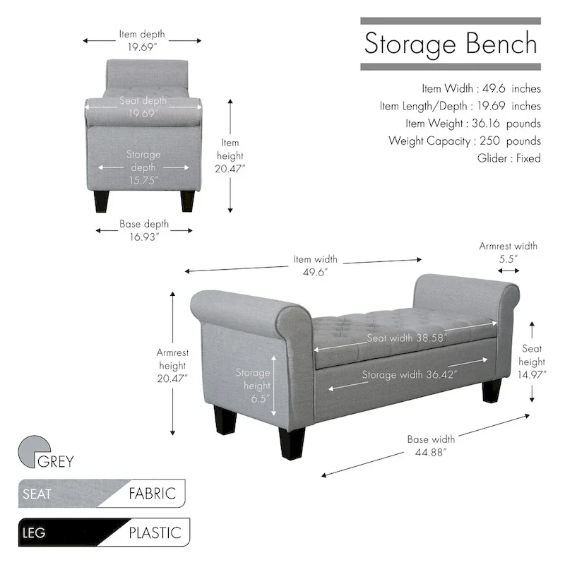 Porthos Home Theon Fabric Button-Tufted Flip-Top Storage Bench