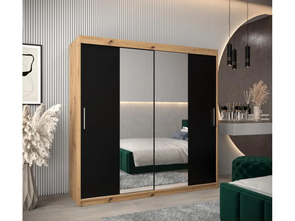 Armario Decounico 1 de puertas correderas 200/200/62 2 puertas (artisan/negro)