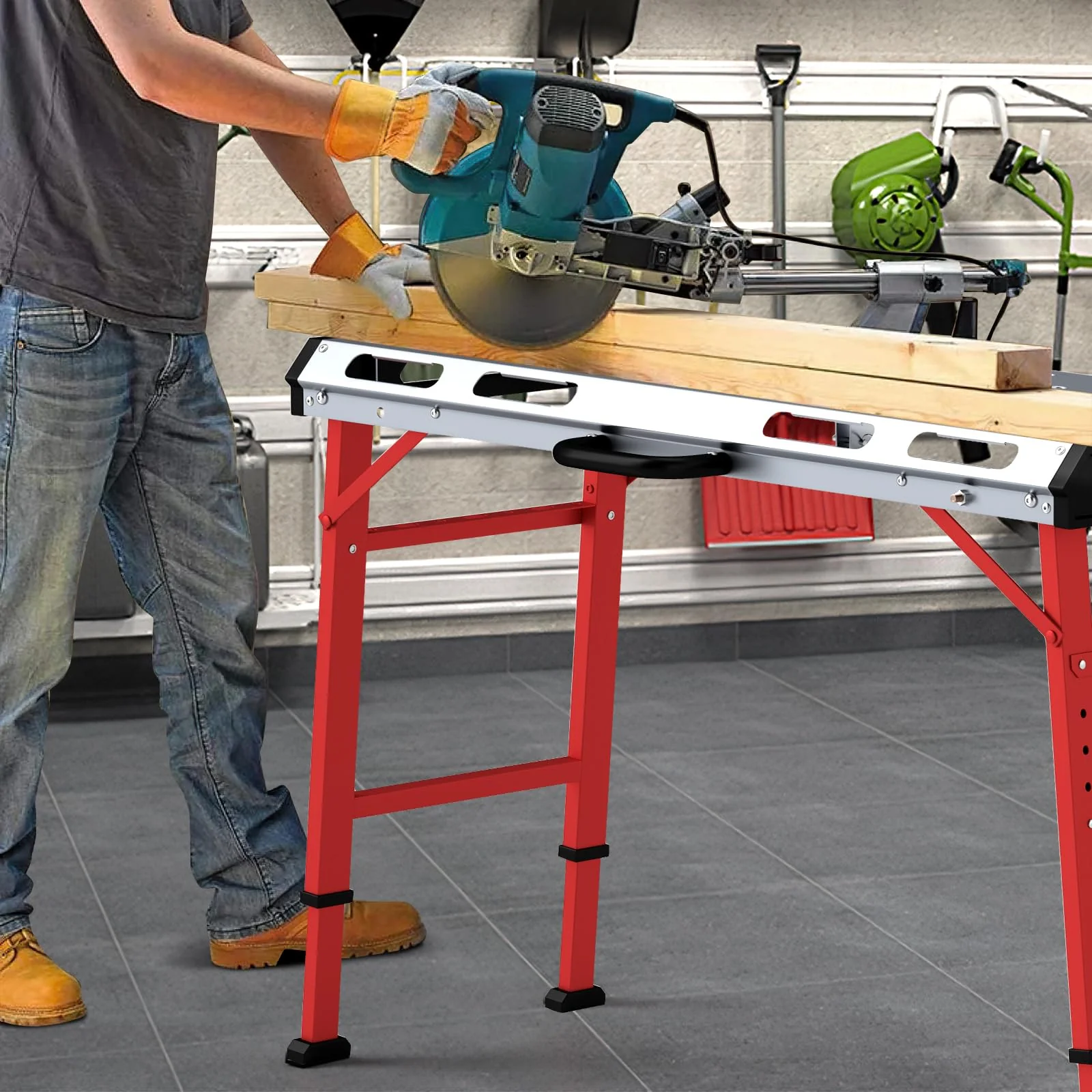 Eletriclife 42 Inches x 21 Inches Welding Table with Adjustable Height and 2 Bar Clamps