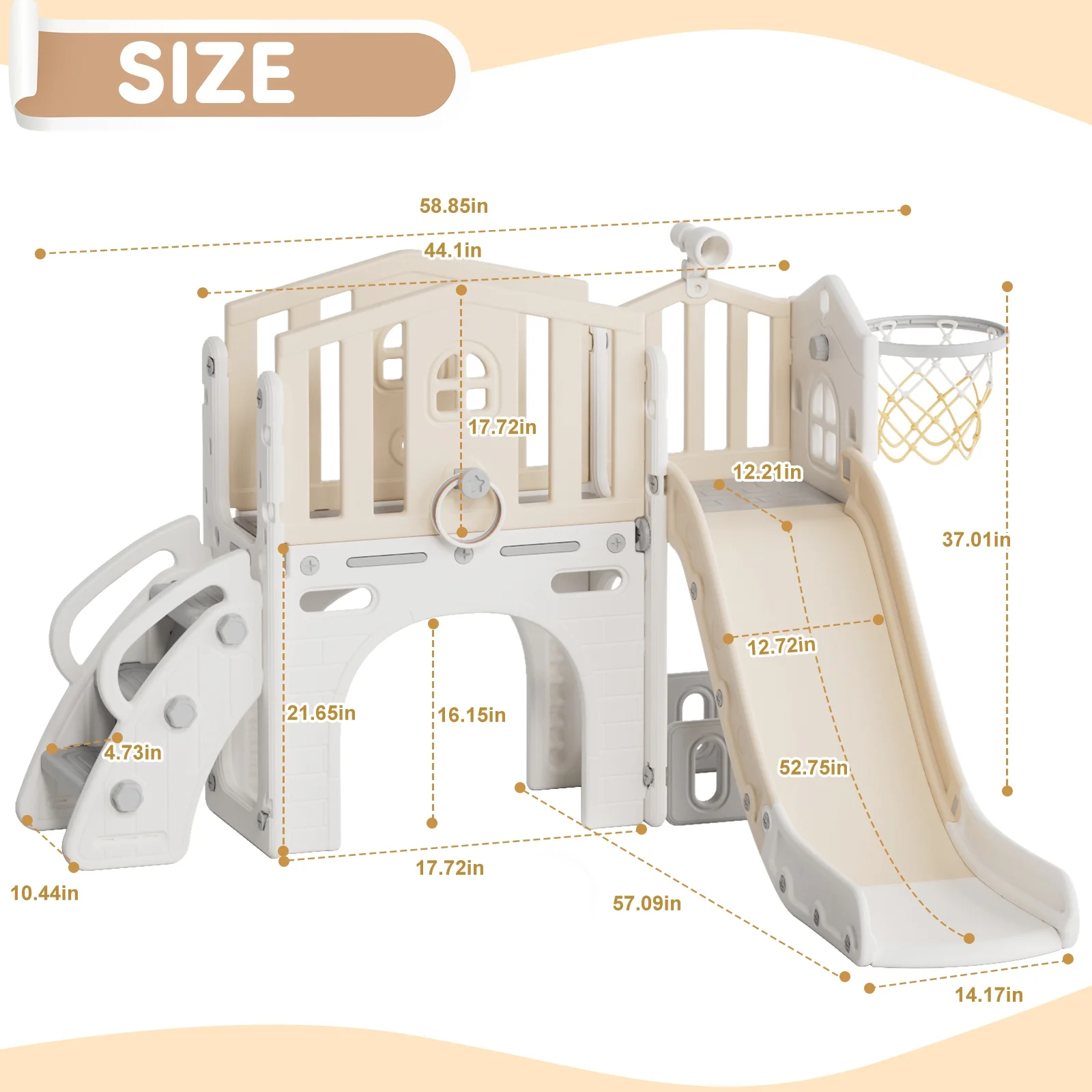 Korimefa 11-in-1 Toddler Slide Set with Golf, Basketball Hoop, Kids Slide for Toddlers Age 1-4, Climber Slip and Slides, Baby Outdoor Toys - Image 47