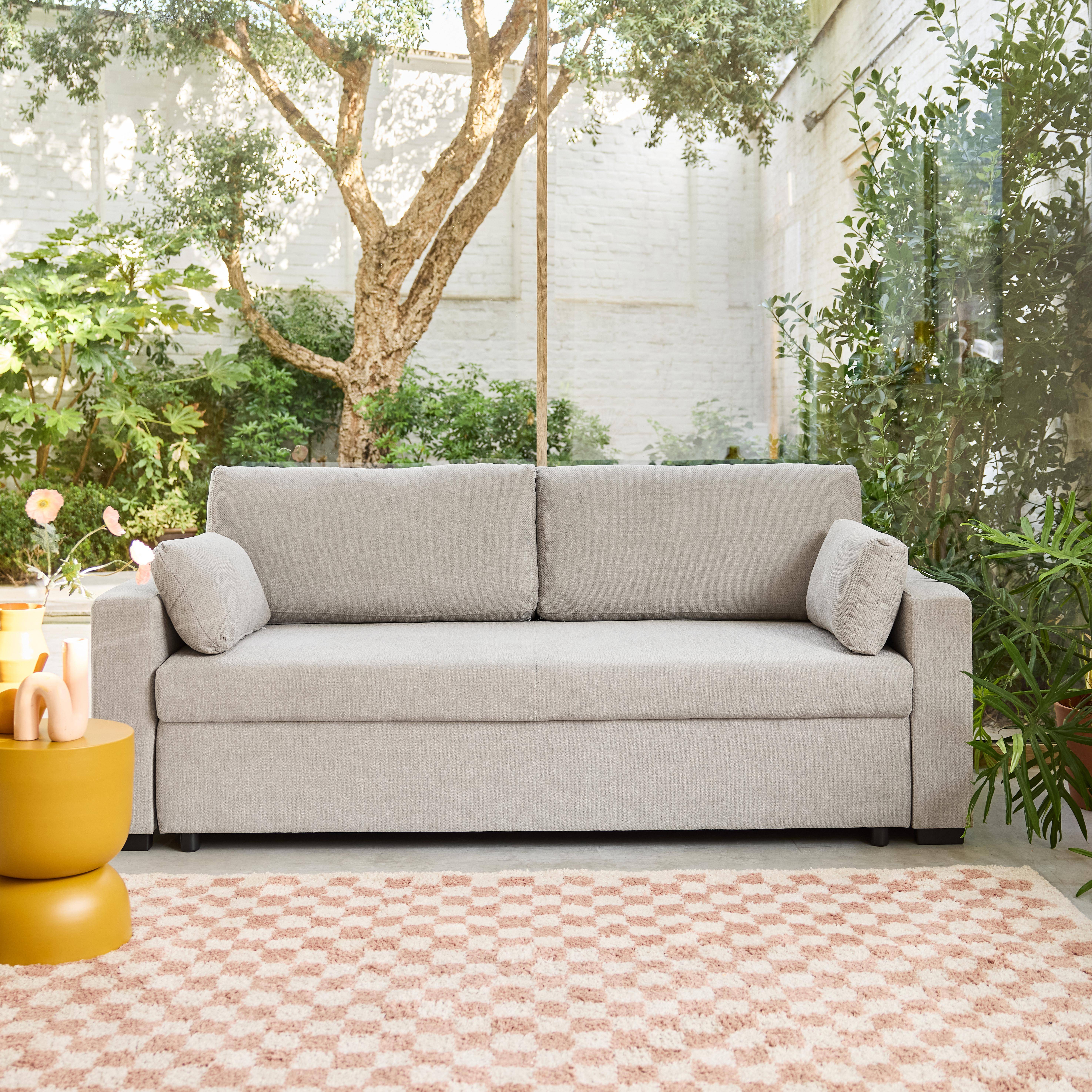 Easy - Sofá cama de tela liso de 3 plazas
