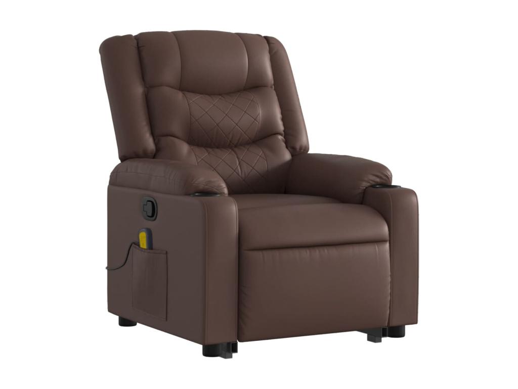 Sillón reclinable de masaje de pie de cuero sintético marrón