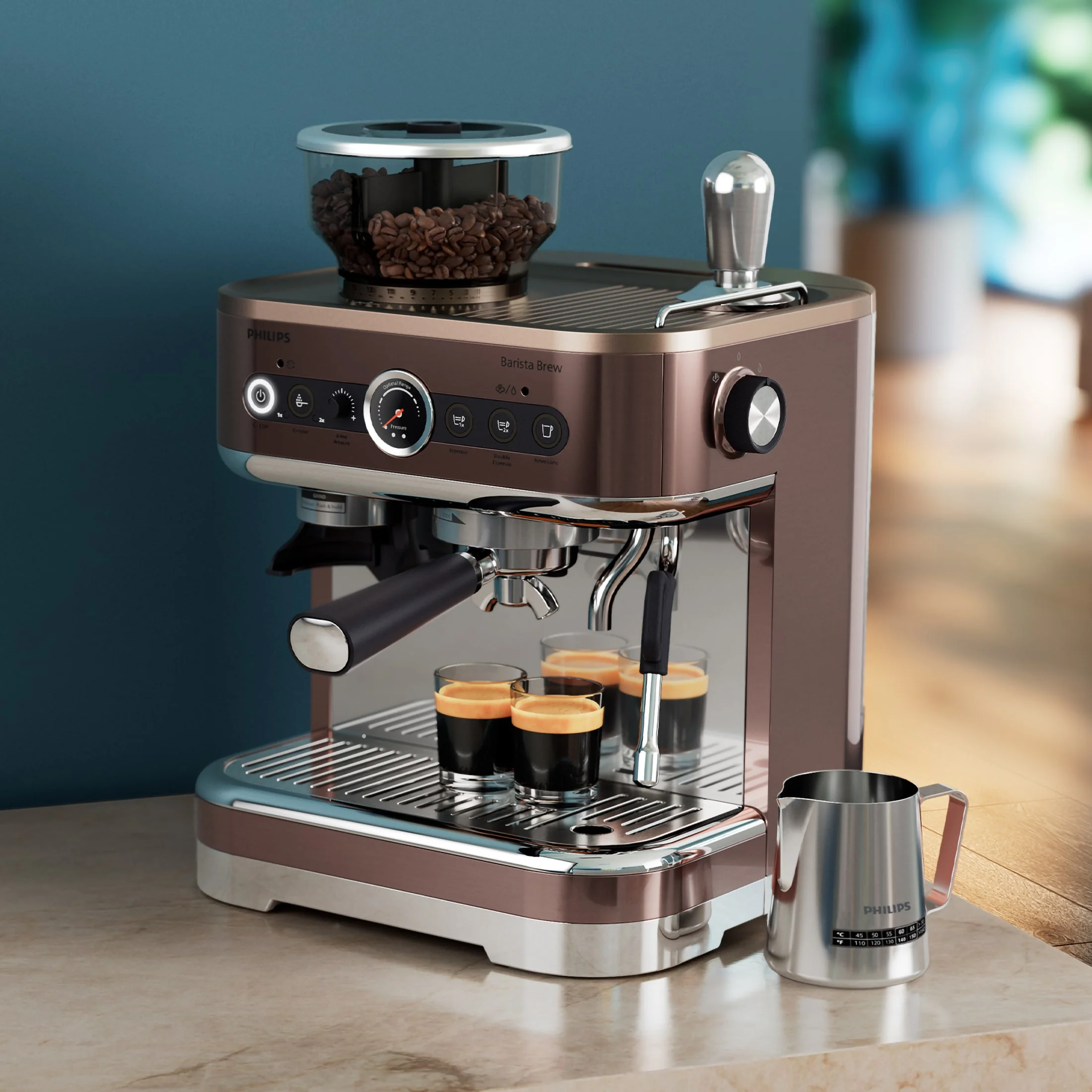 Philips Barista Brew Semi-Automatic Espresso Machine with Milk Frother, Silver Metal - Image 9
