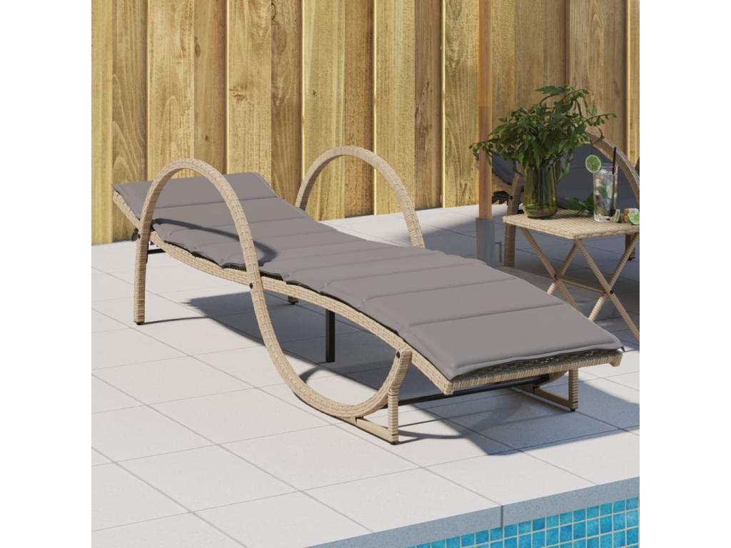 Sillón con cojín beige 60x199x42 cm resina tejida