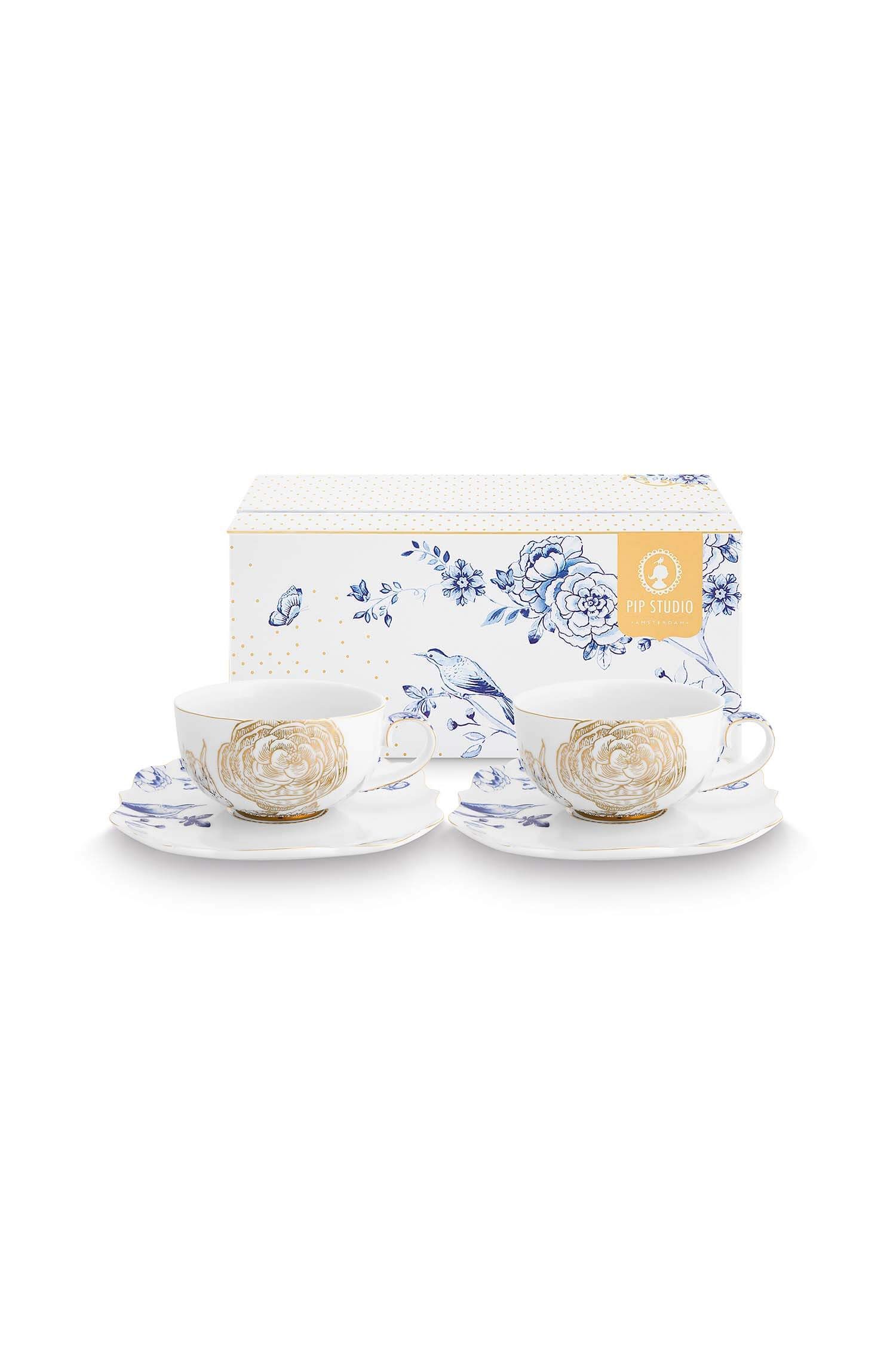 Set/2 Tea Cups & Saucers Royal White 250ml