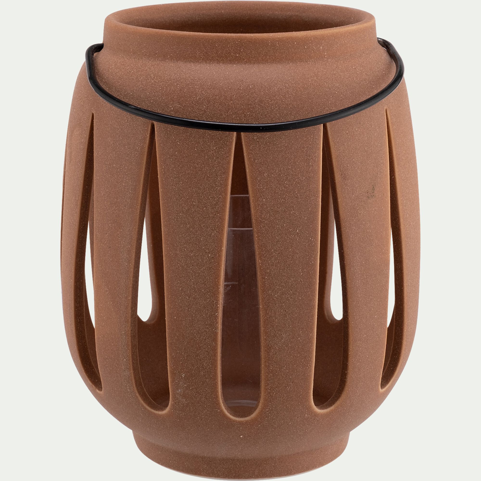 MARCO - Lanterne en grès D12,2cm - marron terracotta