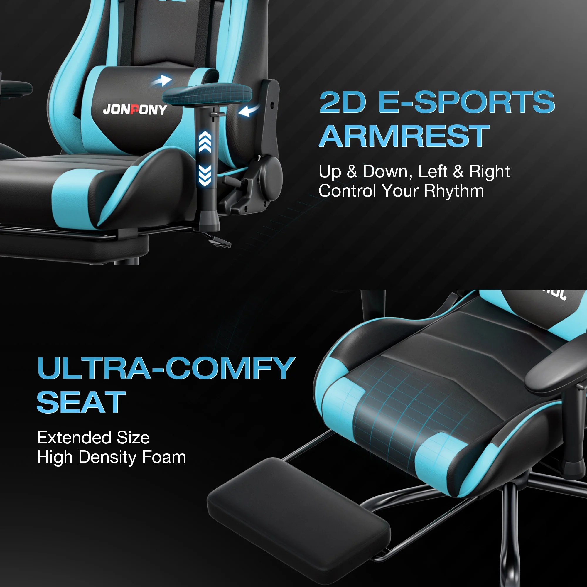 JONPONY Big and Tall 500LBS Gaming Chair, Ergonomic Design, Gamer Chair PU Leather with Footrest and Lumbar Support, High Back Office Chair Support 8 Hours Long Sitting,Red Computer Chair,Red - Image 61