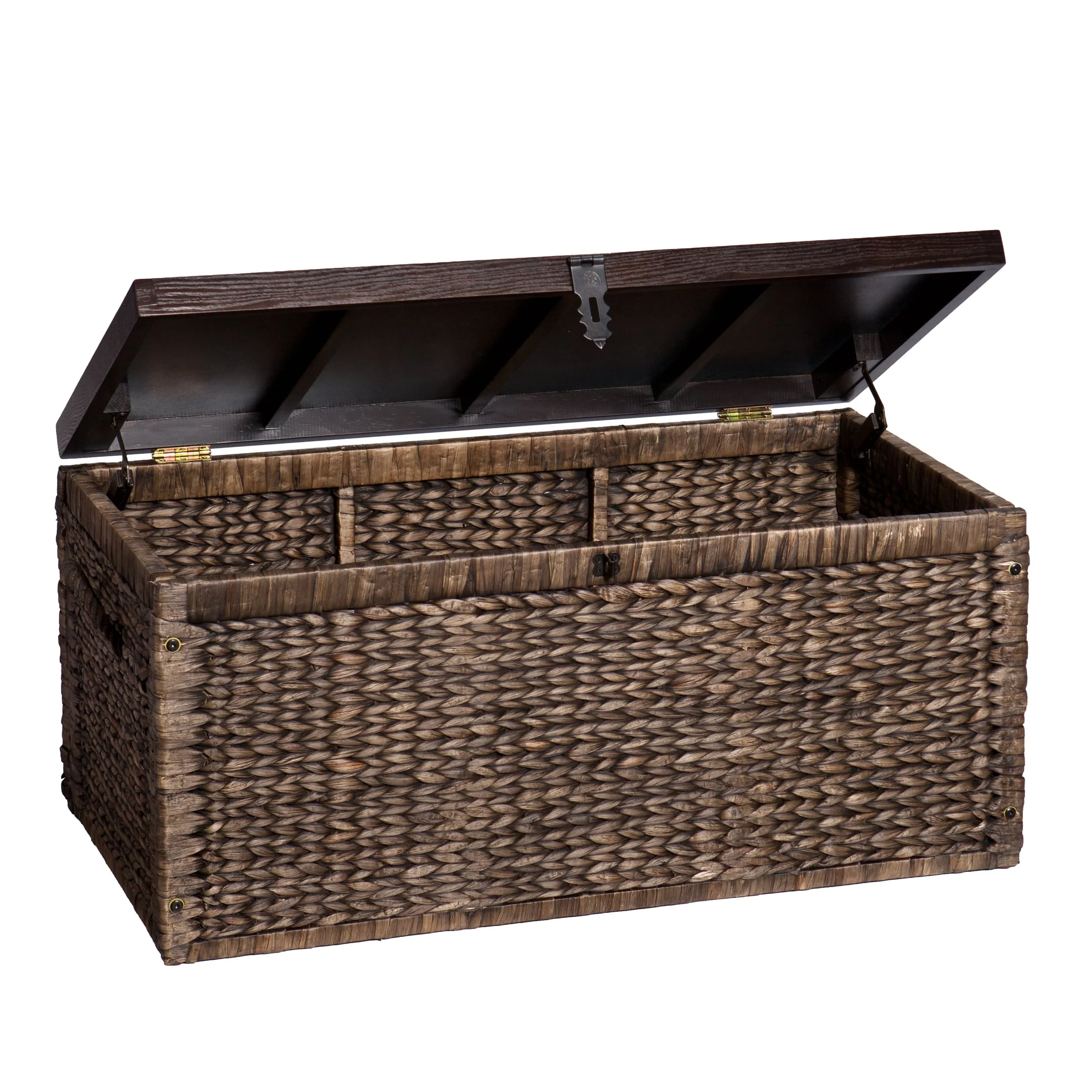 Samford Water Hyacinth Storage Trunk, Blackwashed with Espresso - Image 11