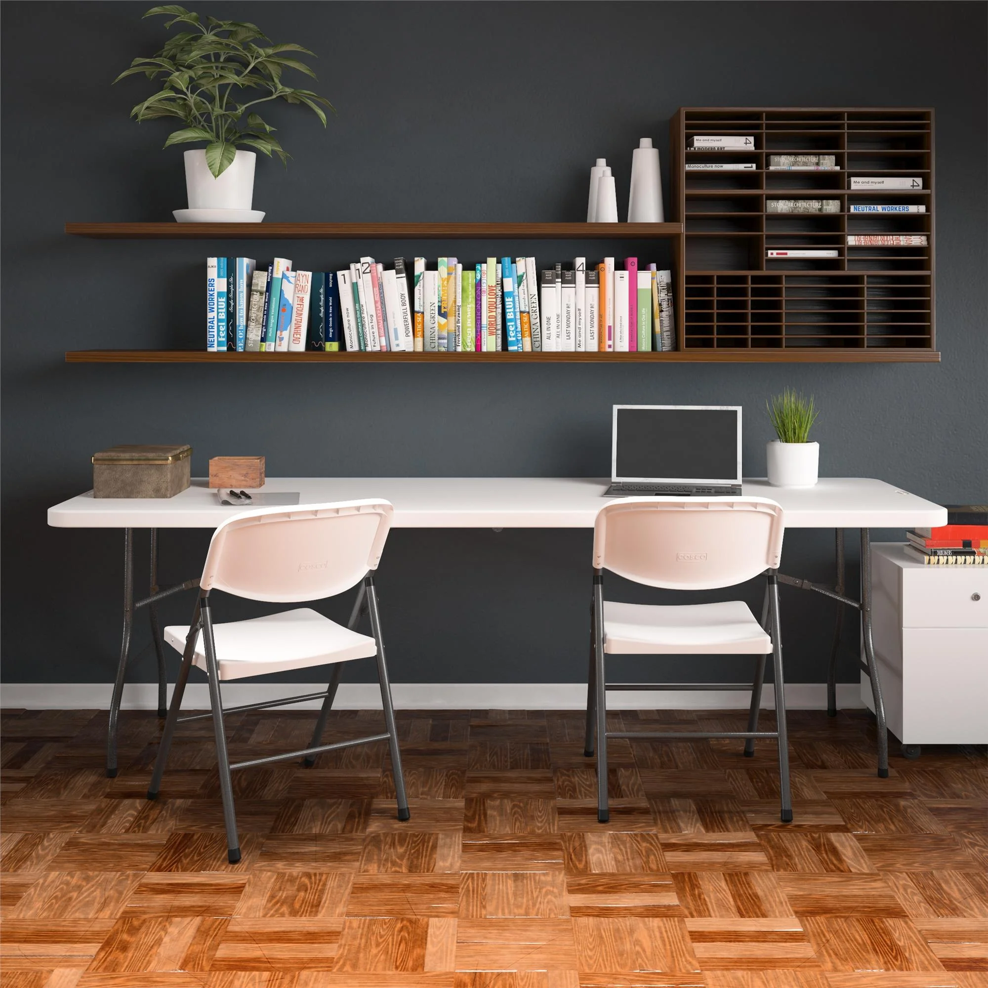 Cosco 8 Foot Centerfold Folding Table, White - Image 9