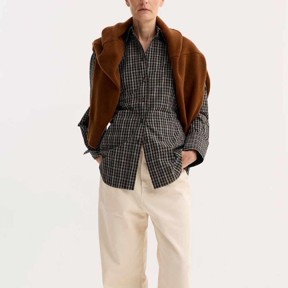 Rohe - Chemise à carreaux Cintrée  - Noir Marron