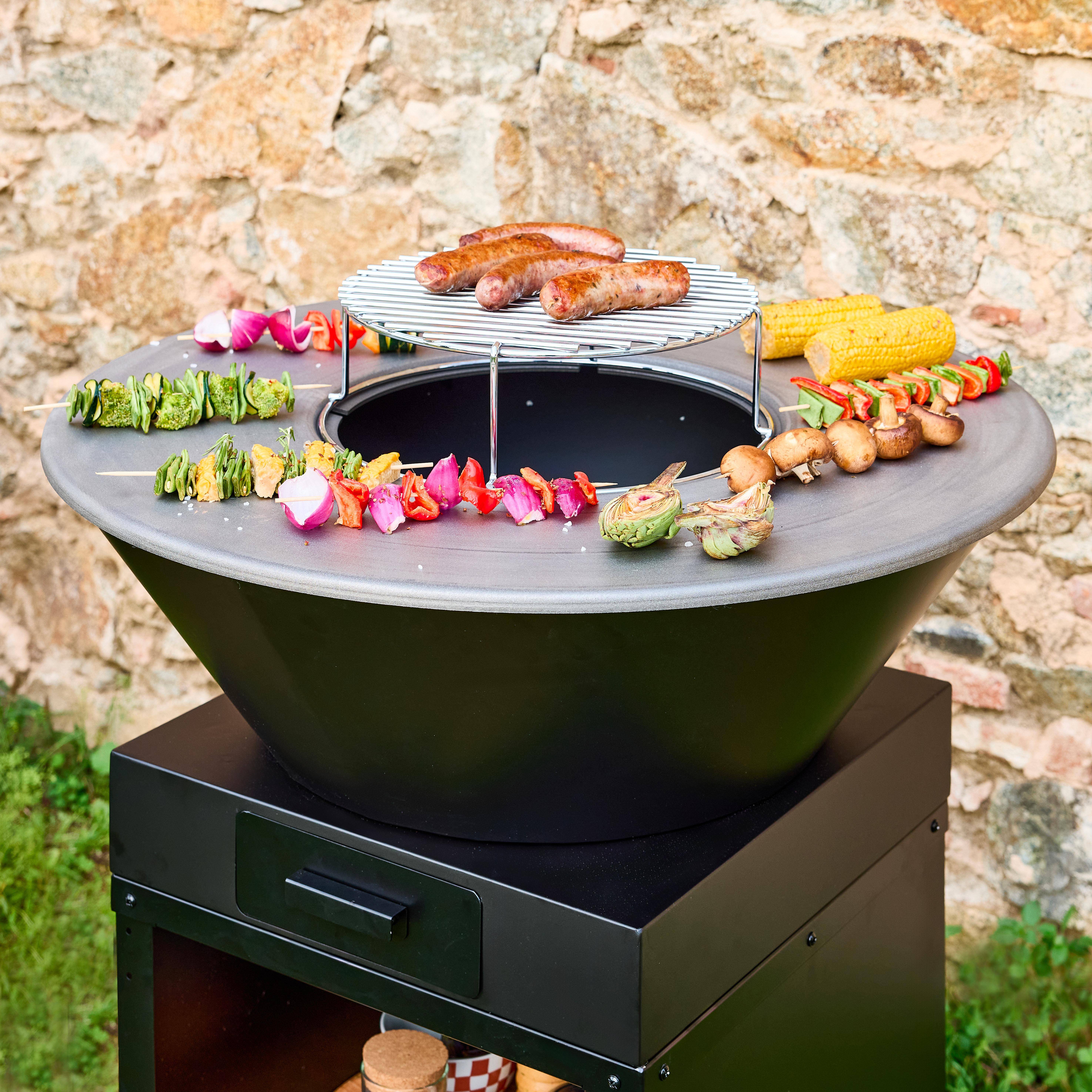 Mombacho con funda - Brasero barbacoa 81,5cm con parrilla de cocción con funda
