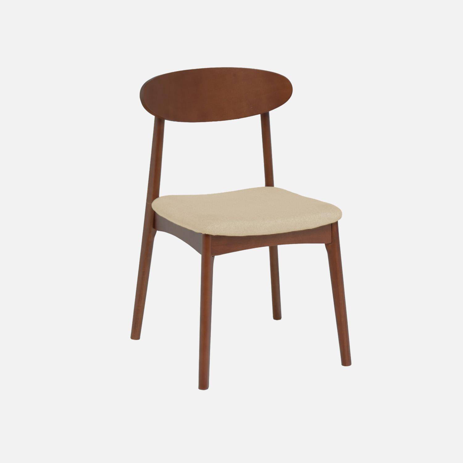 Aria - Silla vintage de madera de hevea nogal y tela (juego de 2)