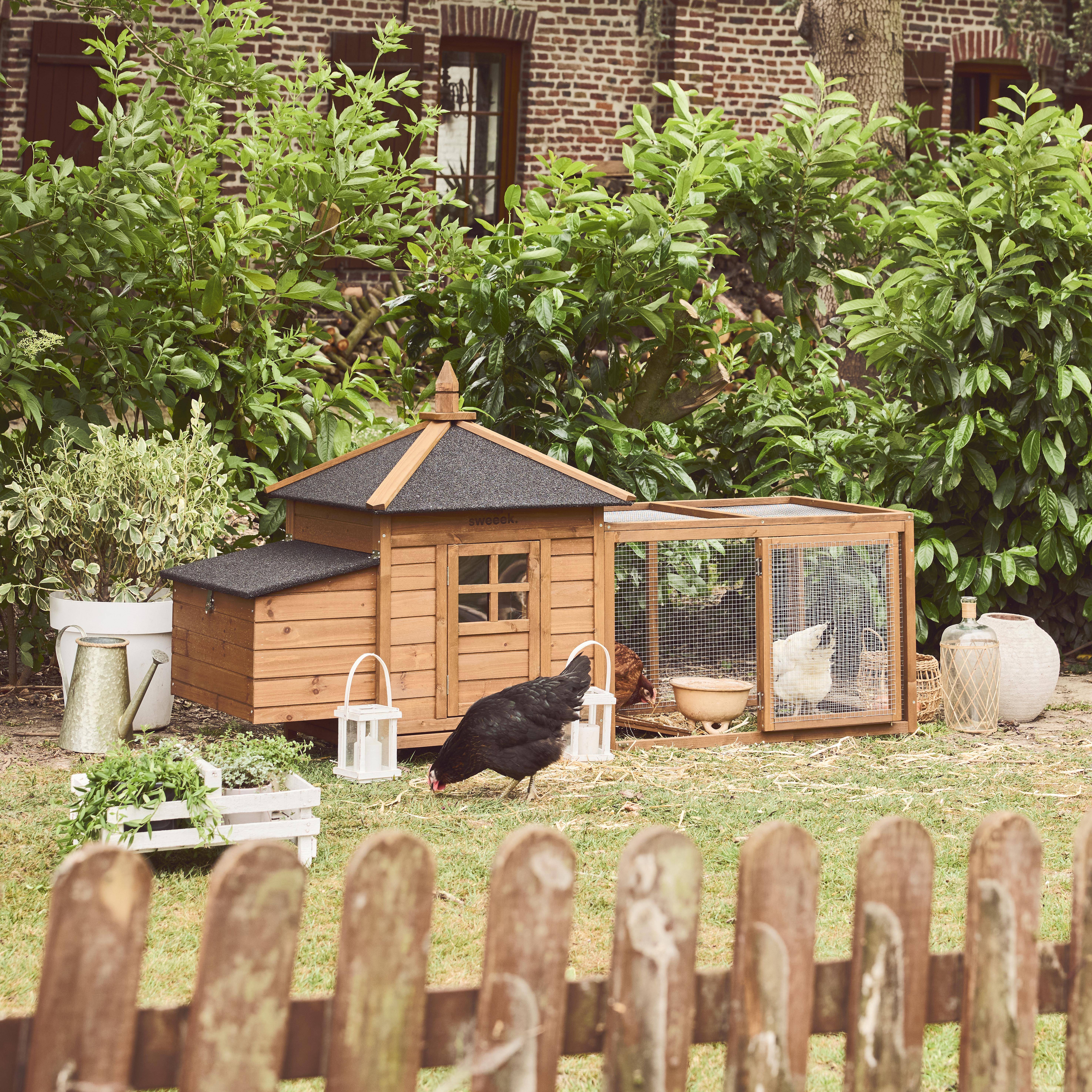 Java - Gallinero de madera con corral para 4 gallinas