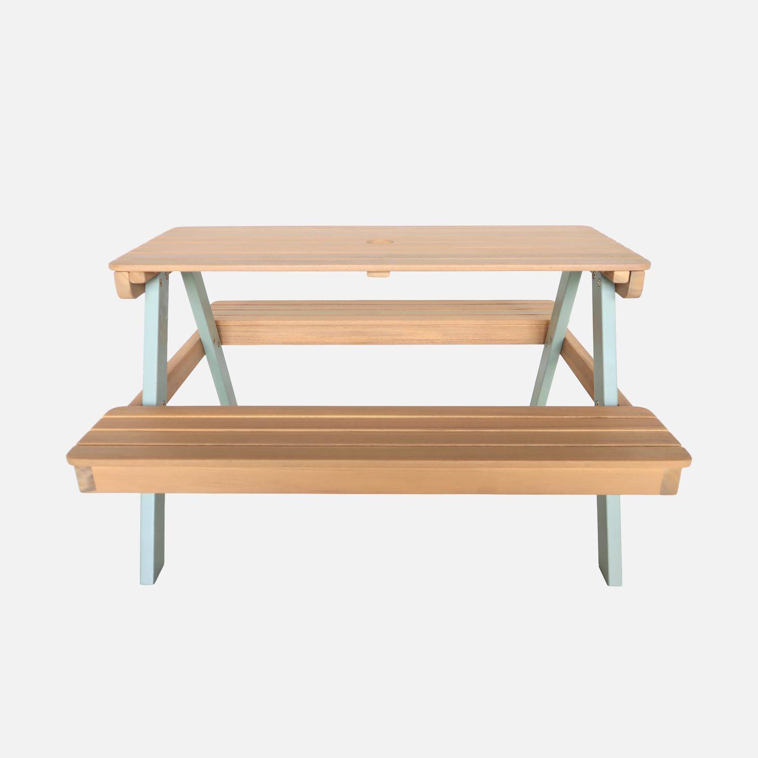 Caroline - Mesa de picnic infantil de madera de acacia, 4 plazas