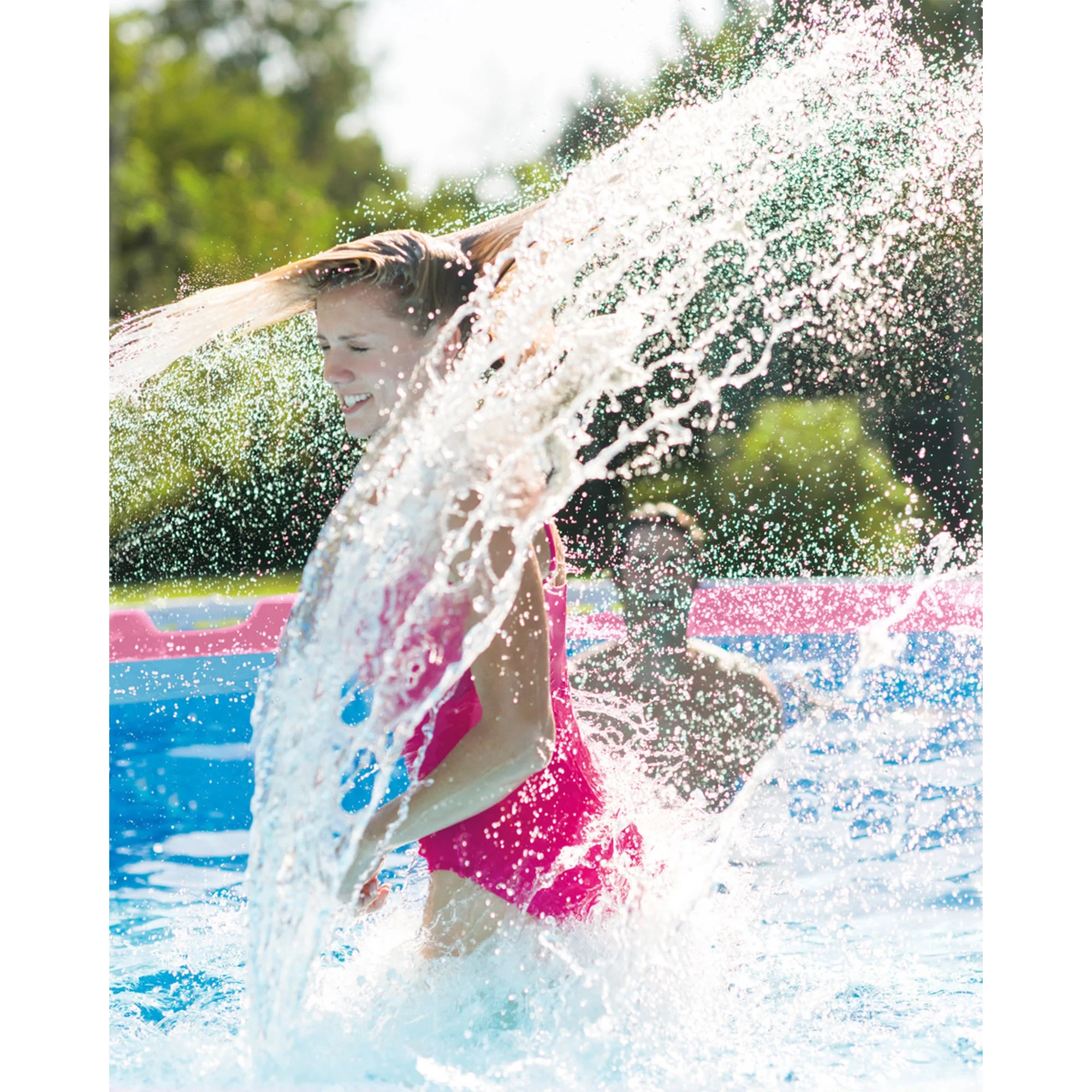 Open Box INTEX Rectangular Metal Frame 7ft x 23in Above Ground Swimming Pool, Pink - Image 11