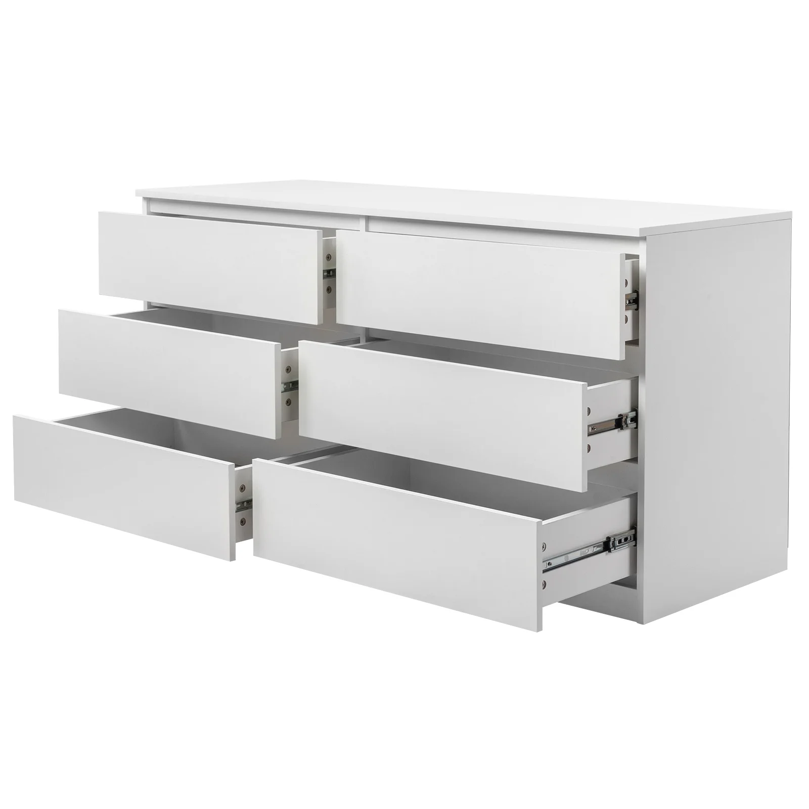 Ktaxon 6 Drawer Double Dresser Wood Dresser Storage Cabinet Drawer Organizer Chest Of Drawers, White - Image 19