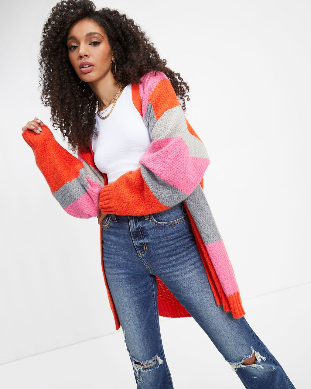 Her Prerogative Colorblock Knit Cardigan - Se7enfashion