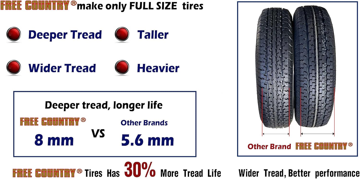 set of 4 Heavy Duty Trailer Tires ST205/75R15 205 75 15 10-Ply Load Range E Steel Belted Radial w/Scuff Guard
