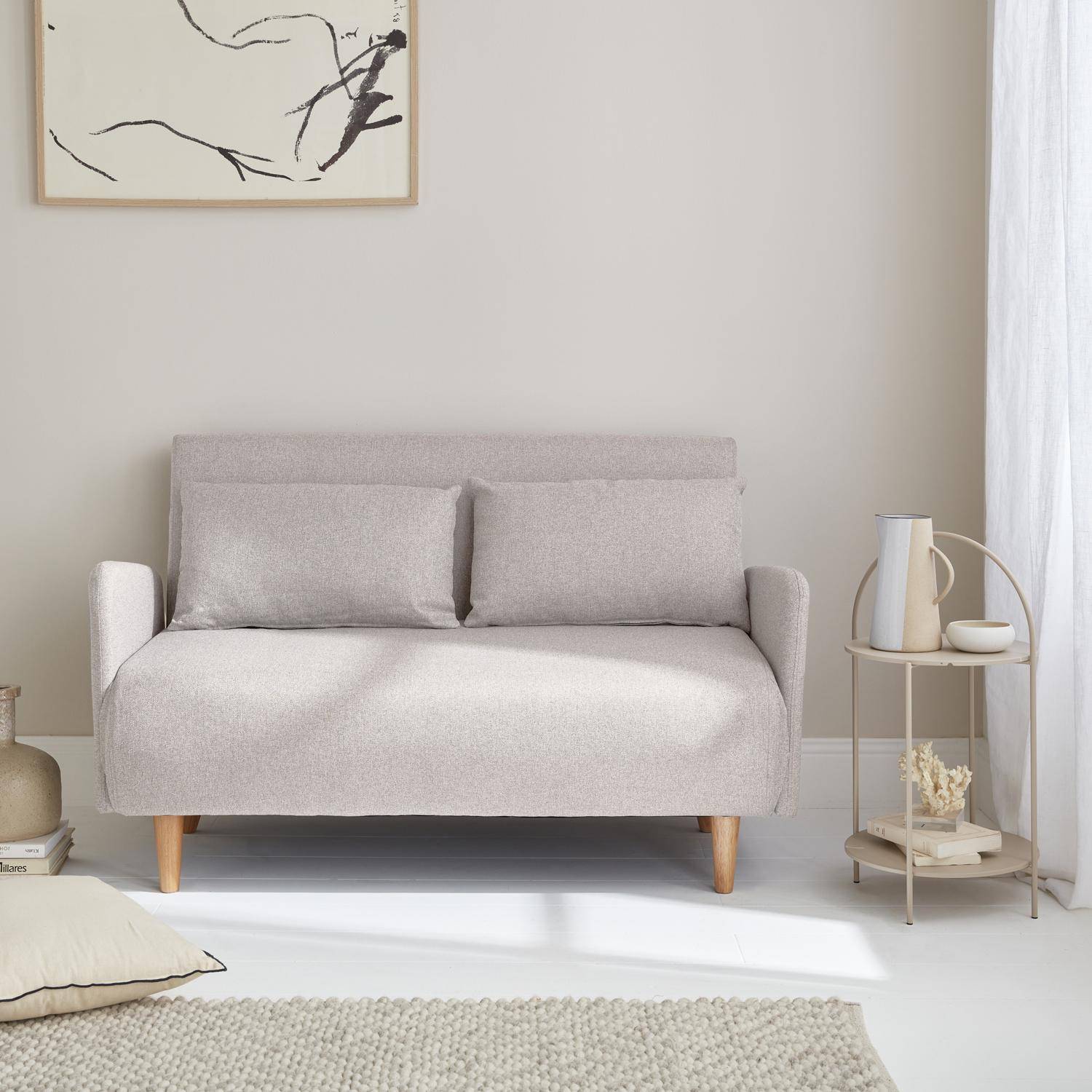 Panam - Sofá cama con patas de madera de 2 plazas