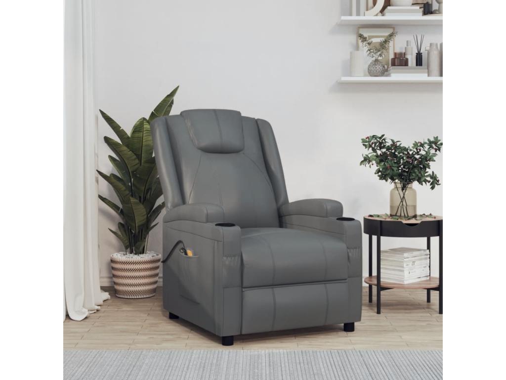 Sillón de masaje de cuero sintético gris antracita
