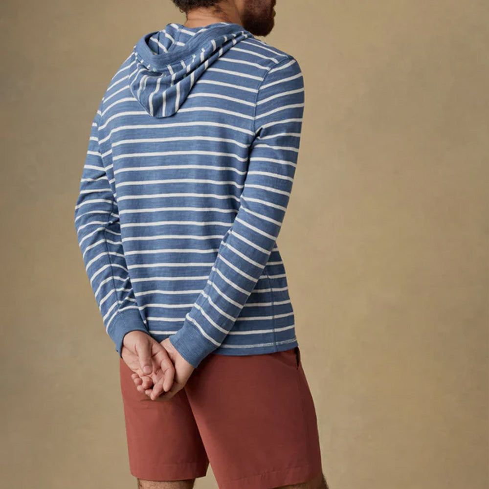 Faherty - Sweat à capuche Sunwashed - Blue Breton Stripe